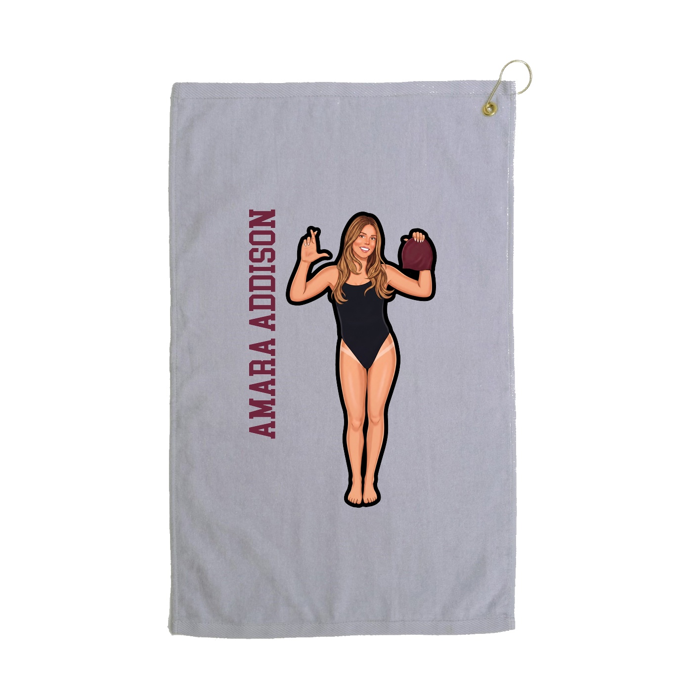 Golf Towel — Name Vertical in Grey