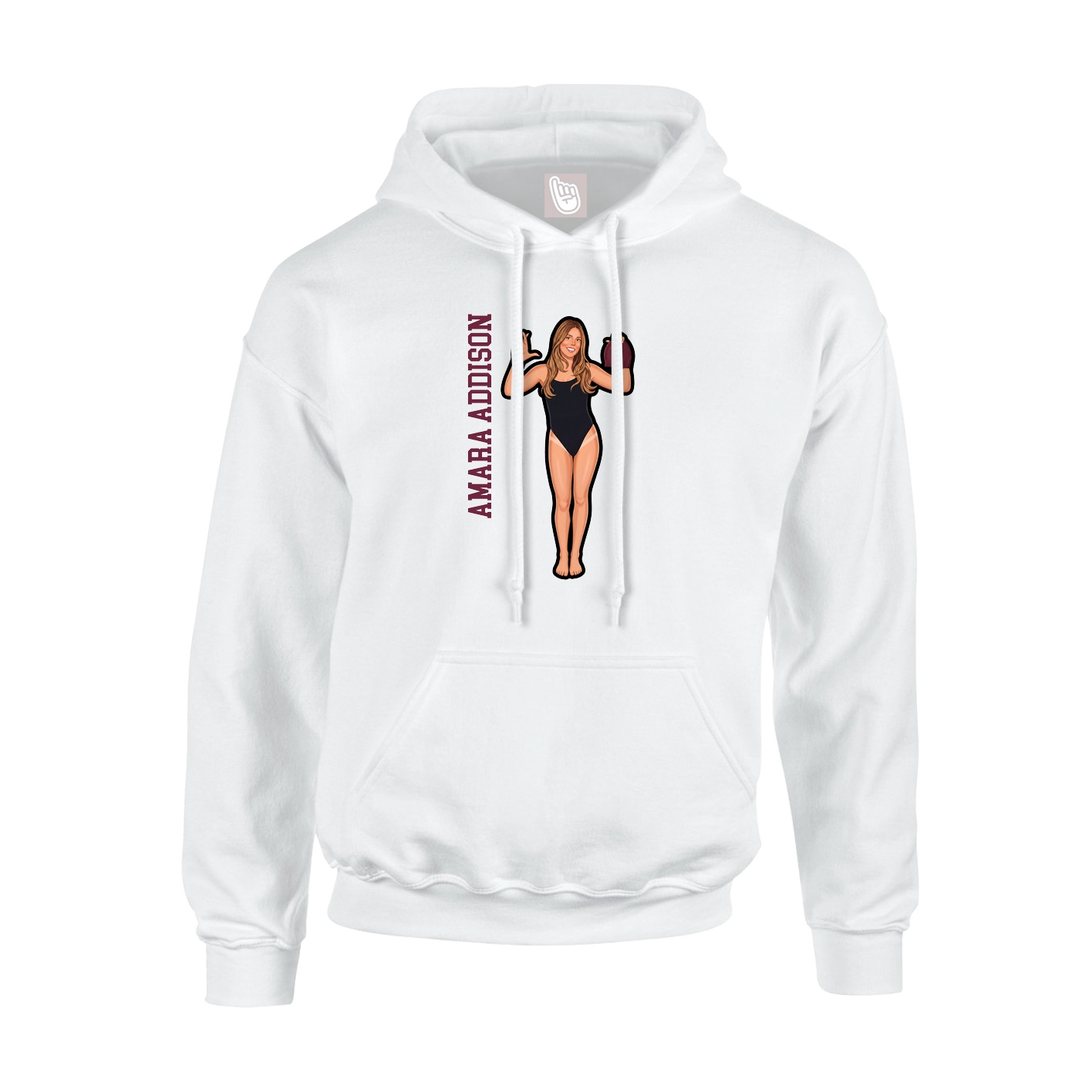 Youth Hoodie — Name Vertical in White