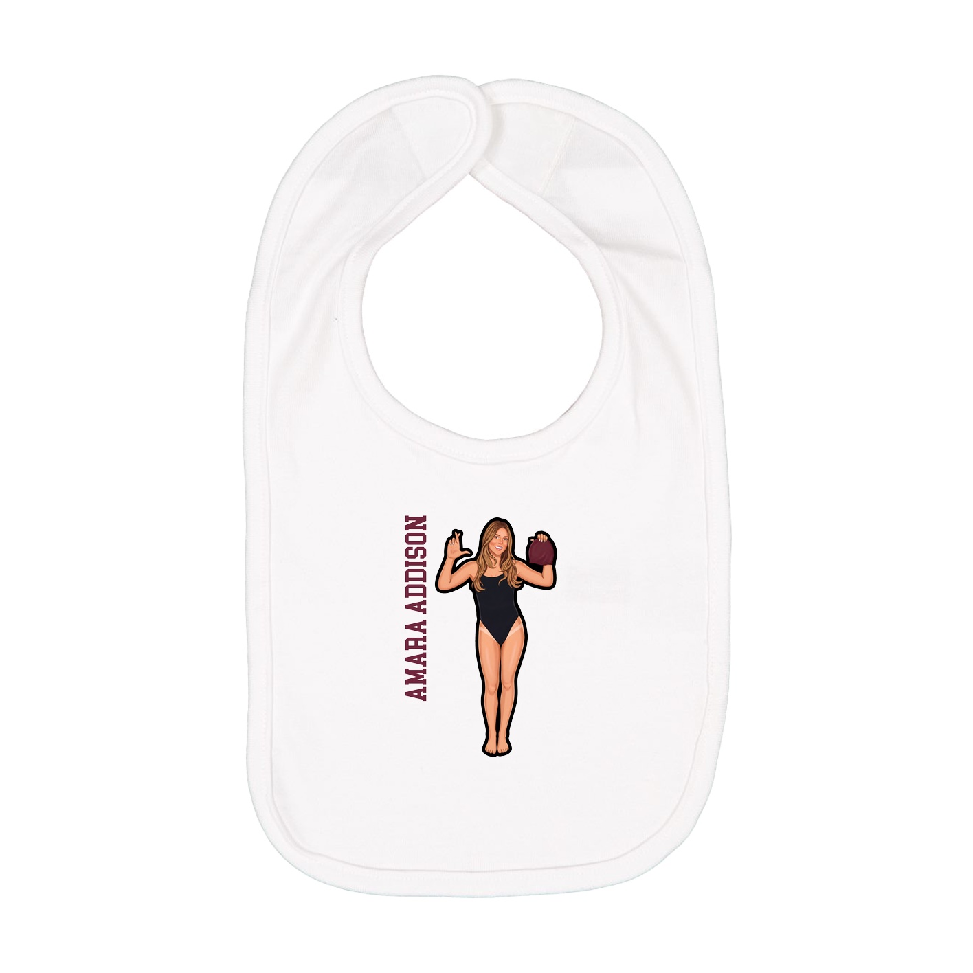 Infant Bib — Name Vertical in White
