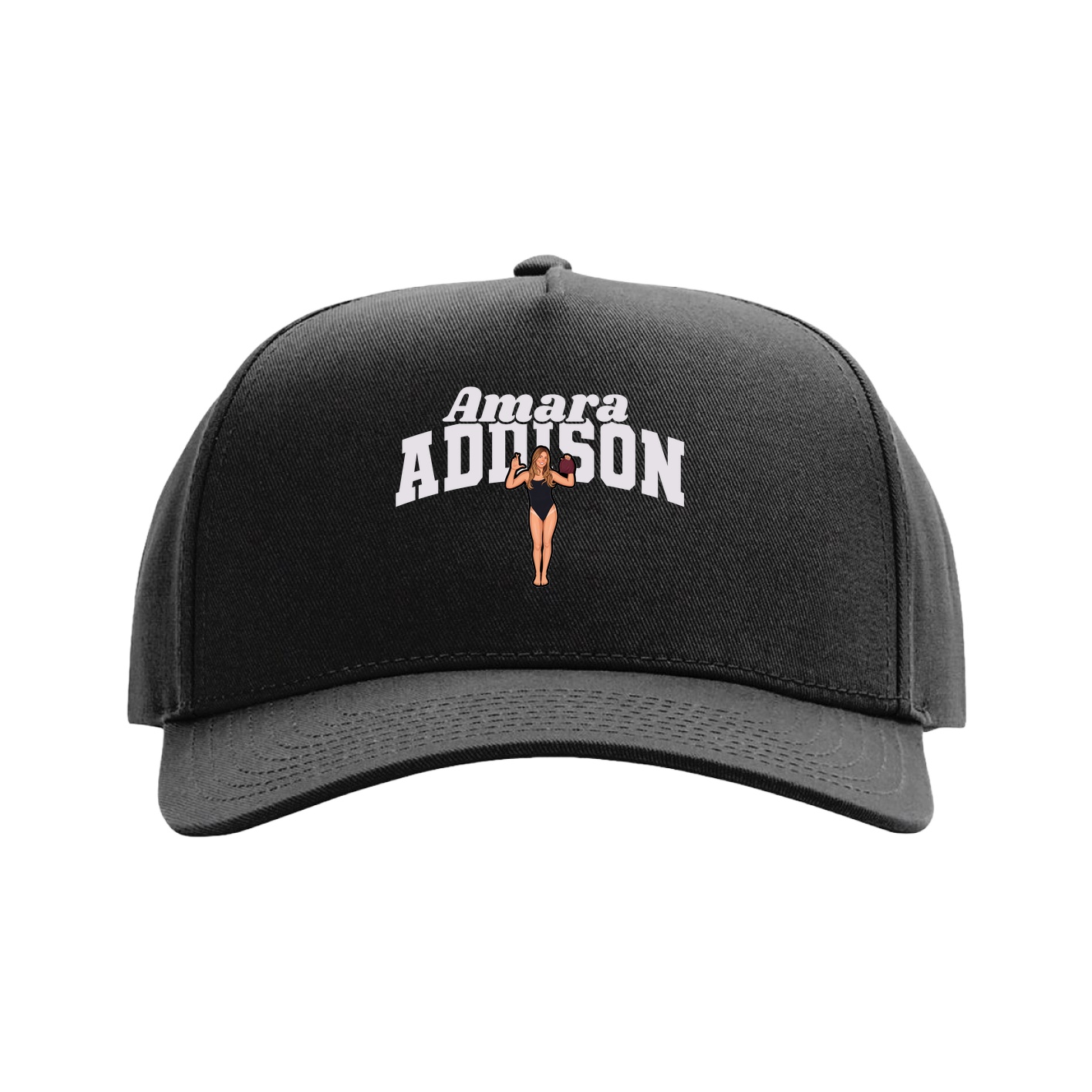 Full Fabric Five-Panel Champ Cap — Signature Arch in Black