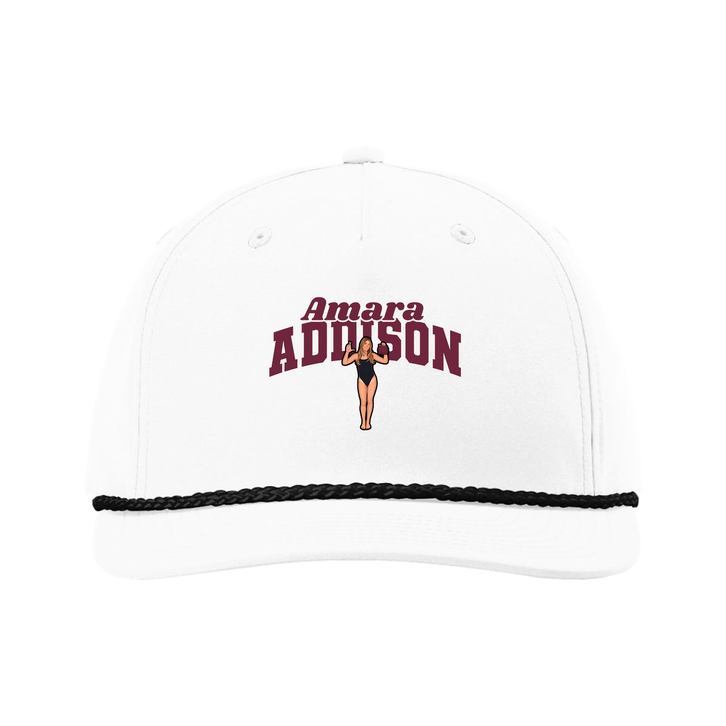 Five-Panel Classic Rope Cap — Signature Arch in White