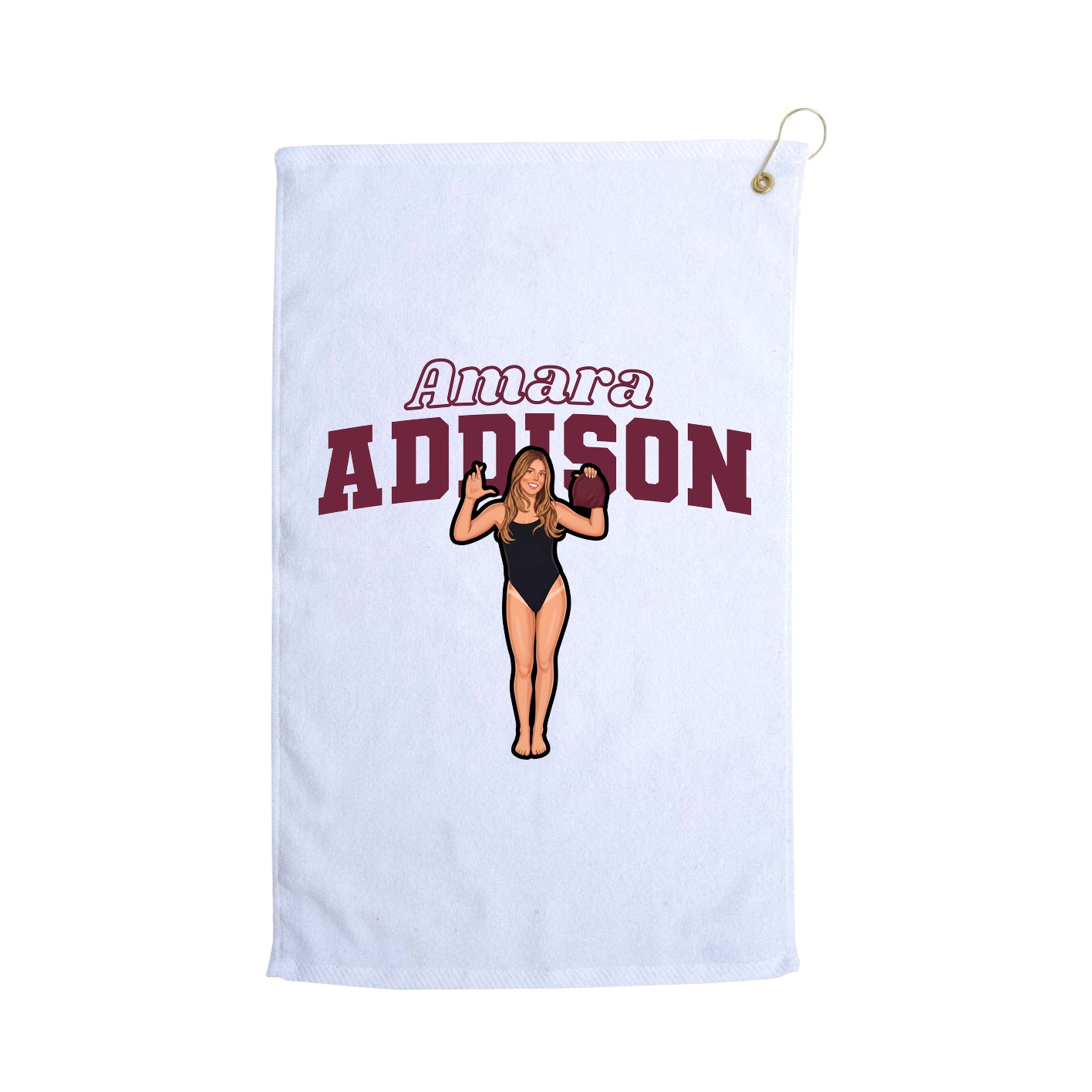 Golf Towel — Name Arch in White