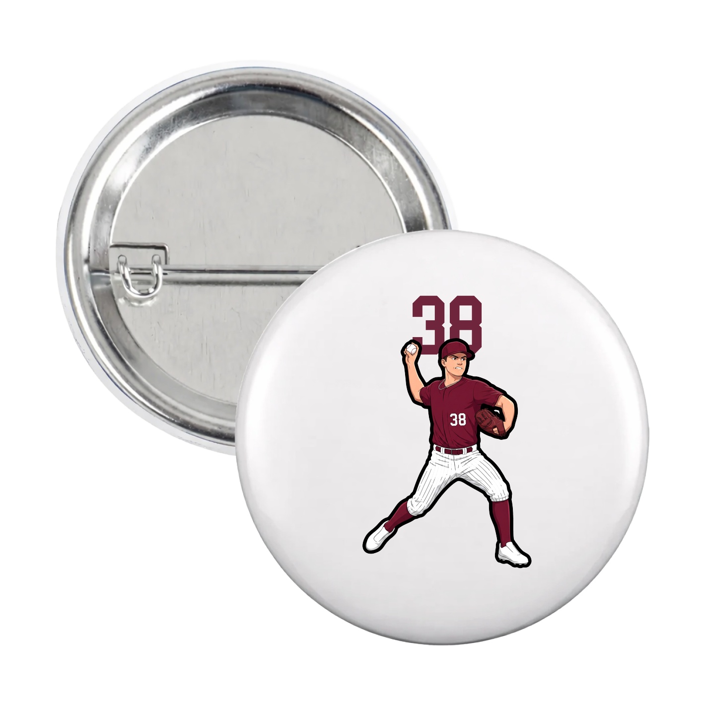 Game Day Button — Number Top in White