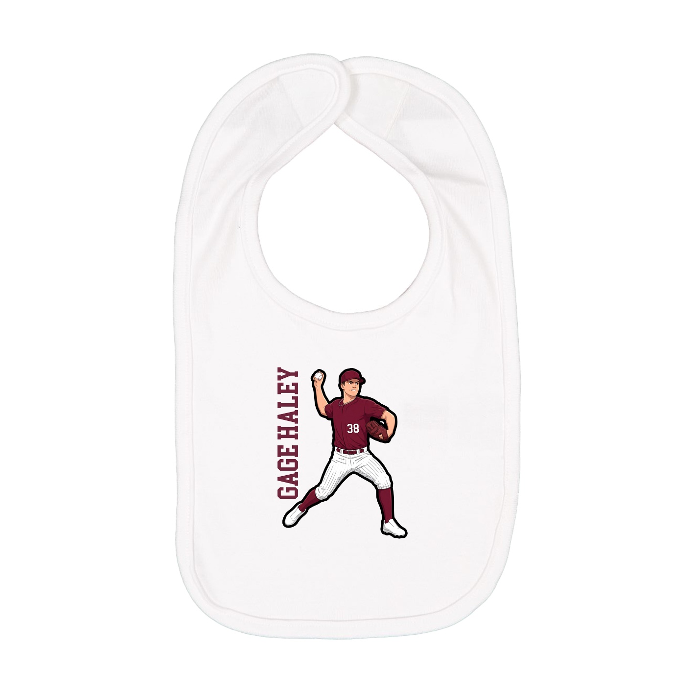 Infant Bib — Name Vertical in White