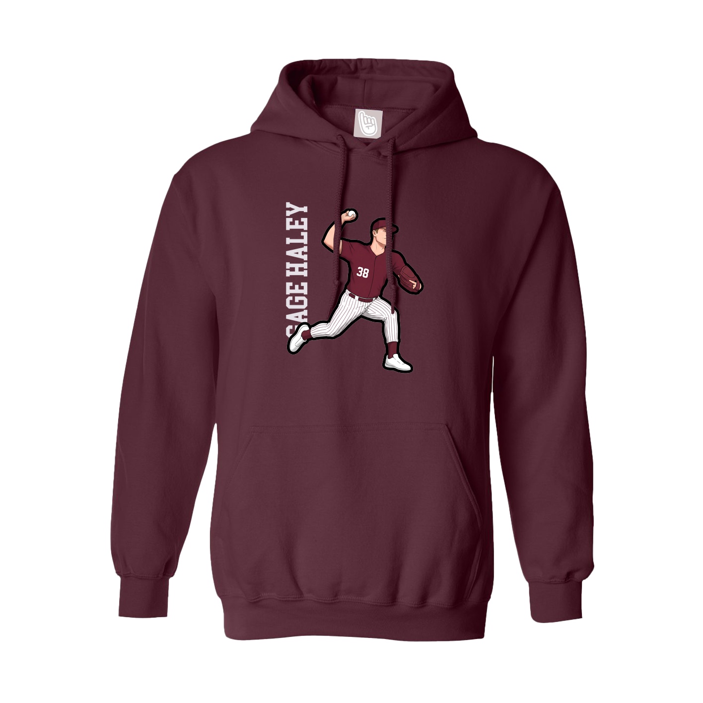 Hoodie — Name Vertical in Maroon