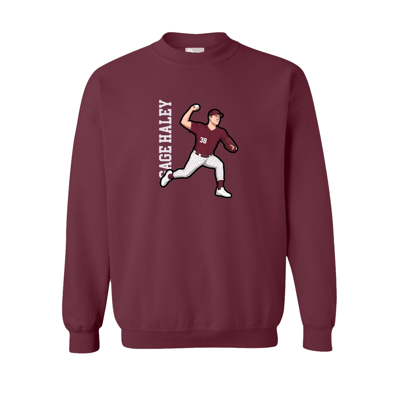 Fleece Crew — Name Vertical in Maroon