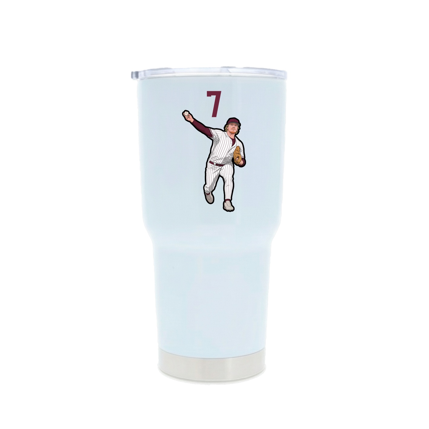 30oz Stainless Steel Tumbler — Number Top in White