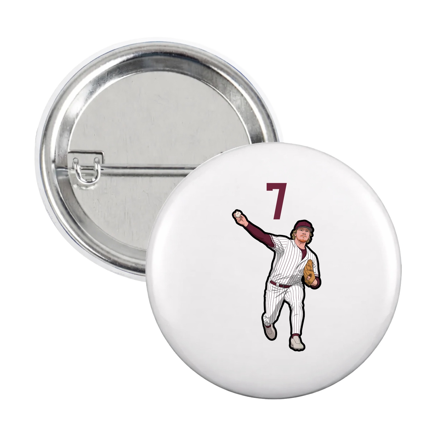 Game Day Button — Number Top in White