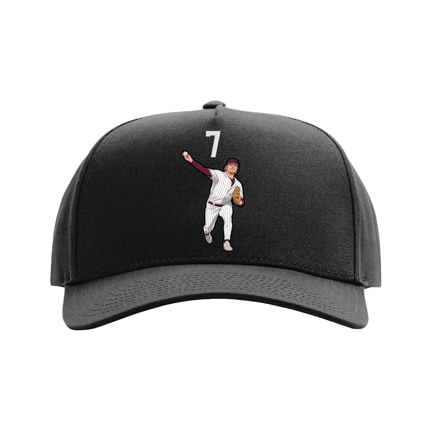 Full Fabric Five-Panel Champ Cap — Number Top in Black