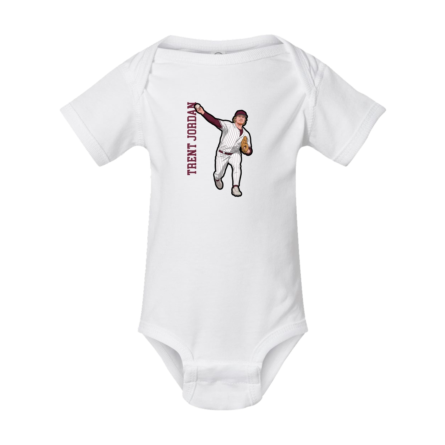 Baby Onesie — Name Vertical in White