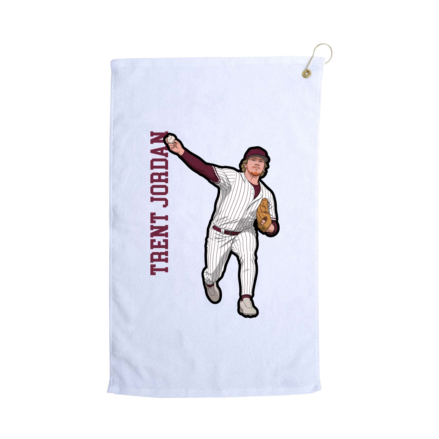 Golf Towel — Name Vertical in White