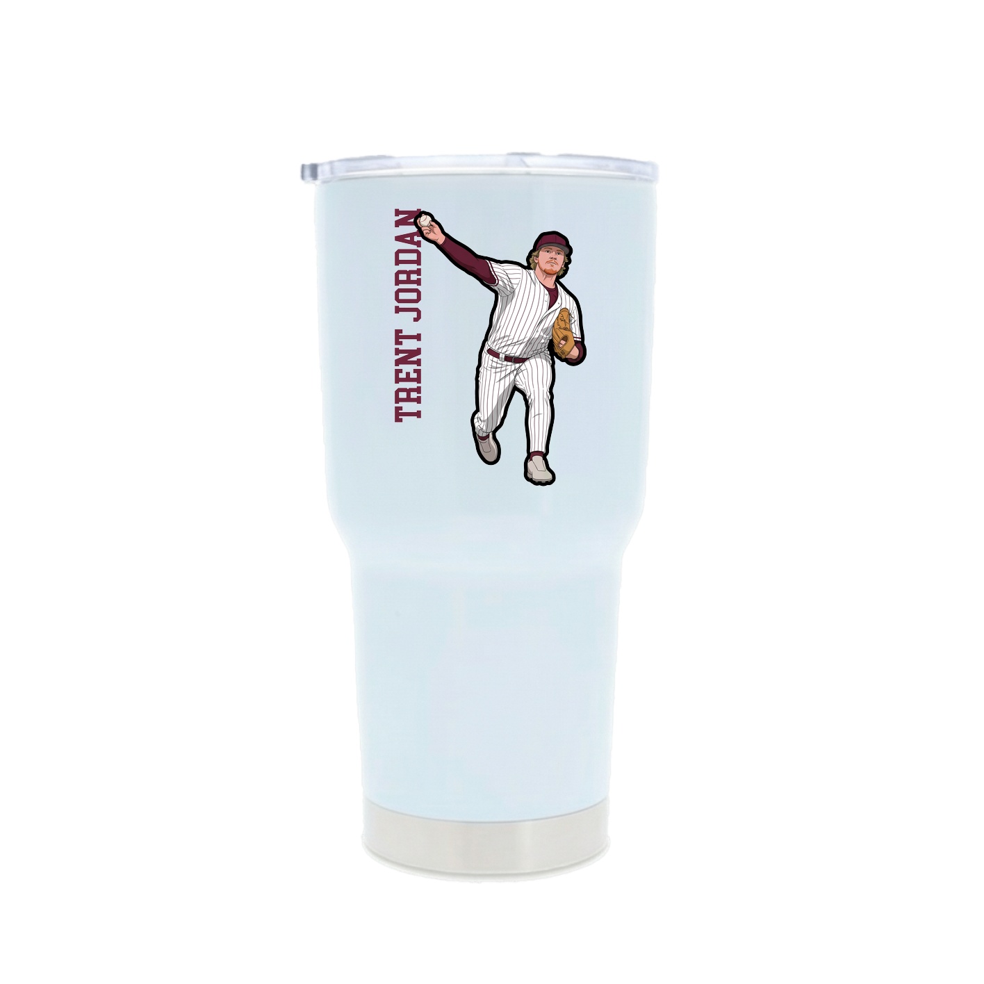 30oz Stainless Steel Tumbler — Name Vertical in White