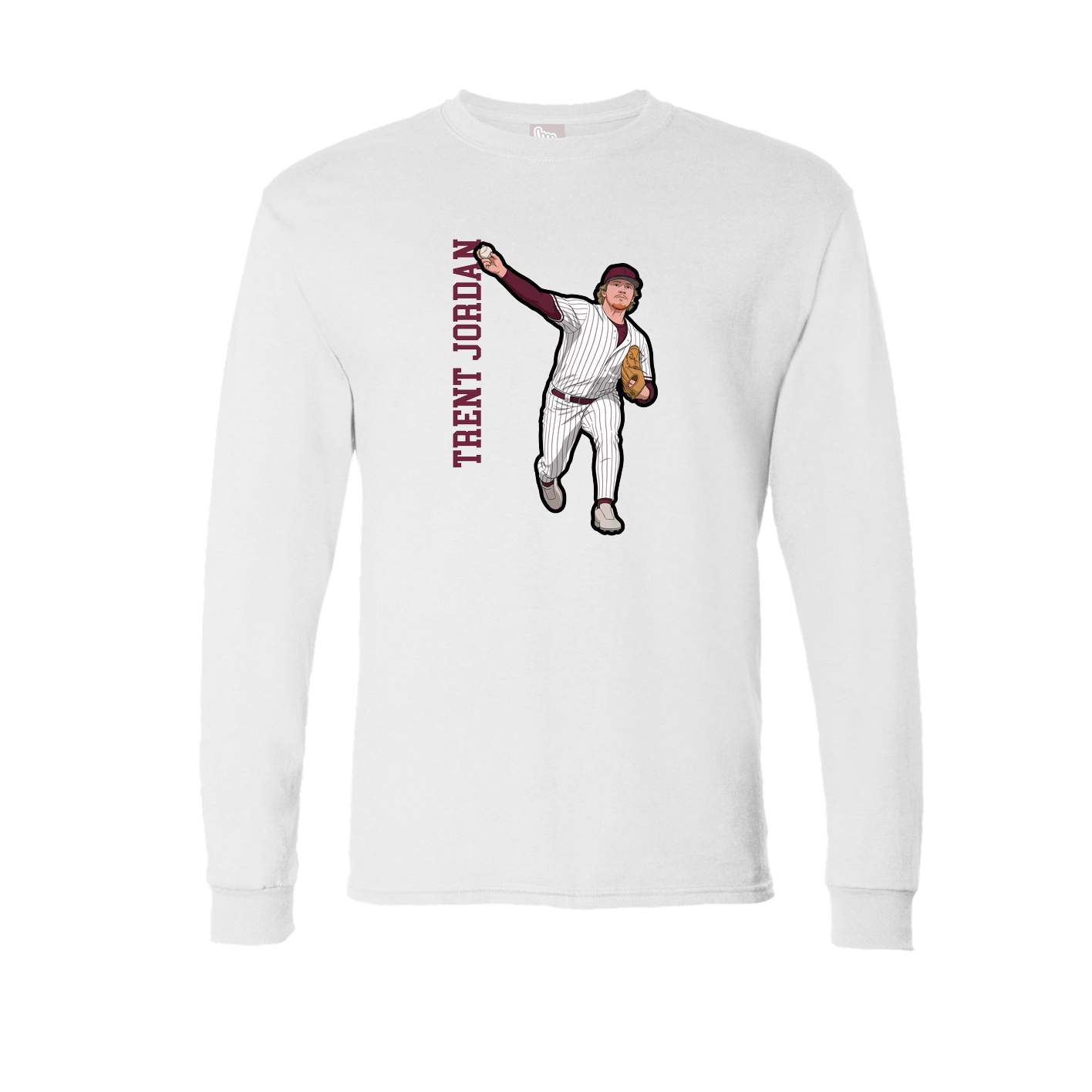Long Sleeve Tee — Name Vertical in White