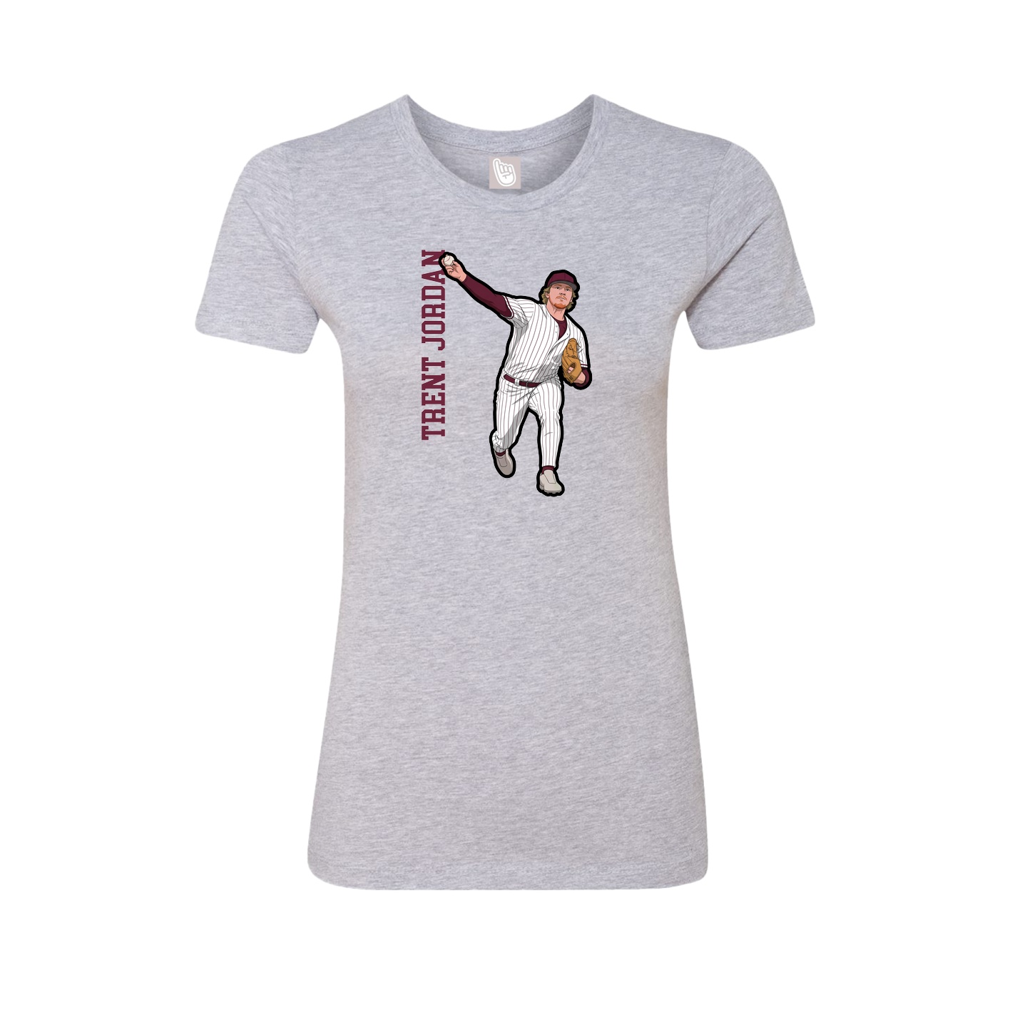 Fitted Women's Tee — Name Vertical in Grey
