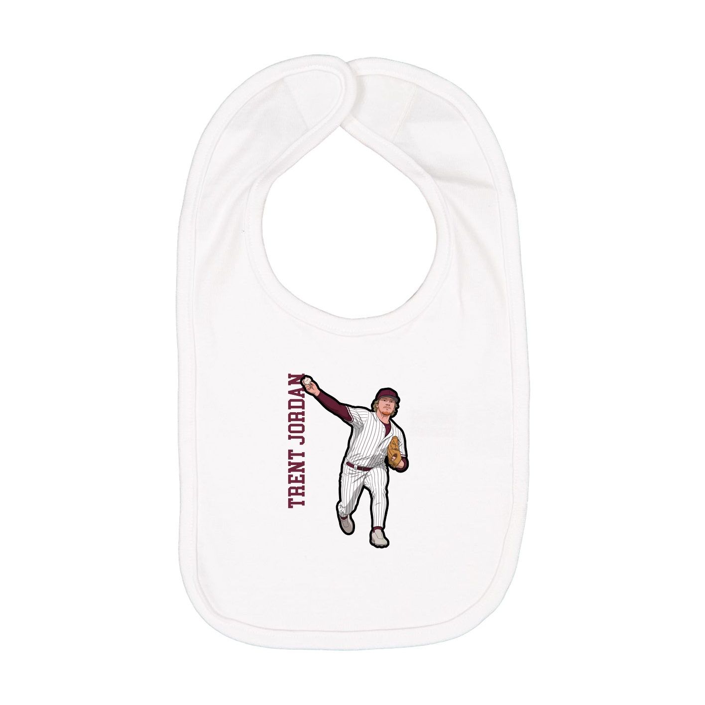 Infant Bib — Name Vertical in White