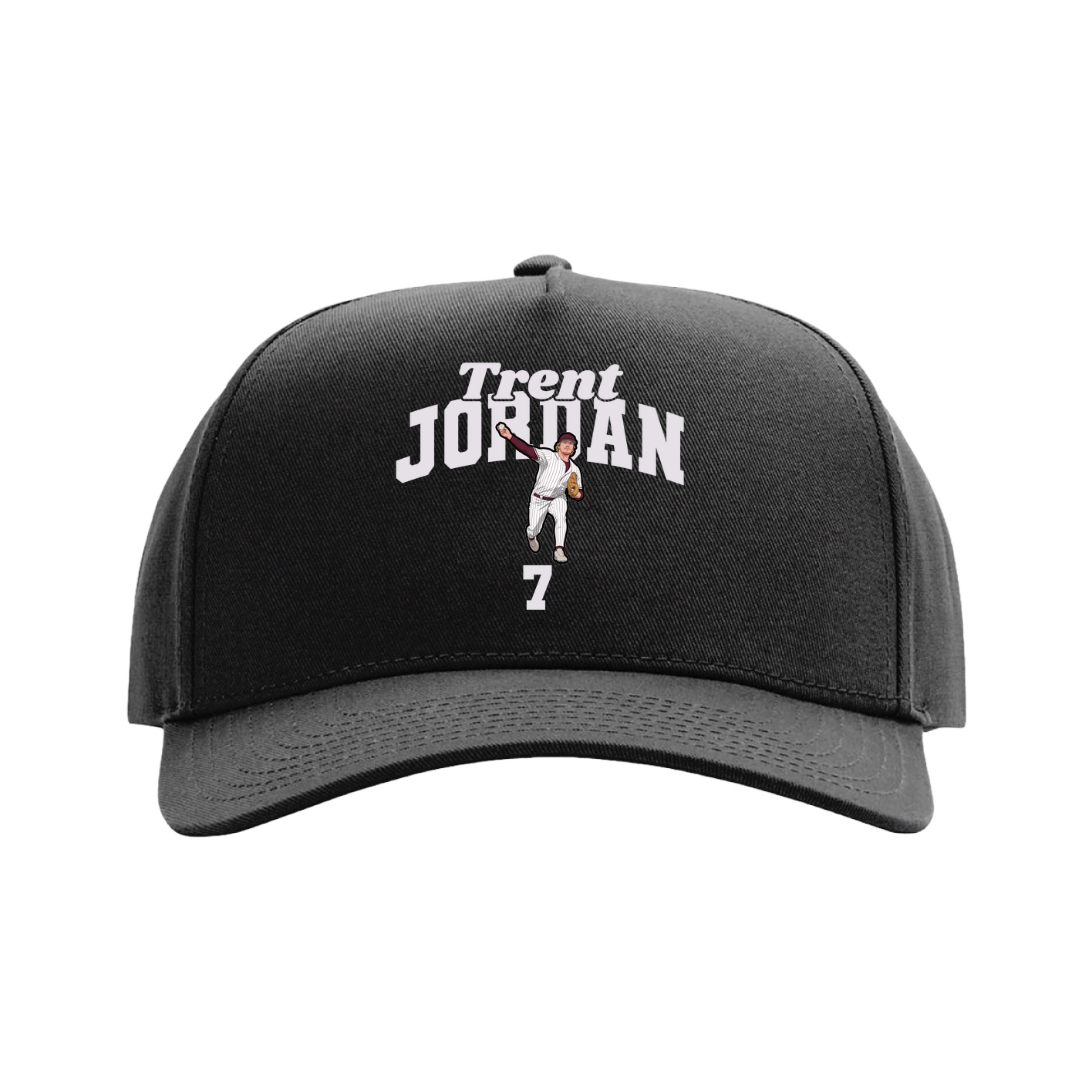 Full Fabric Five-Panel Champ Cap — Signature Arch in Black