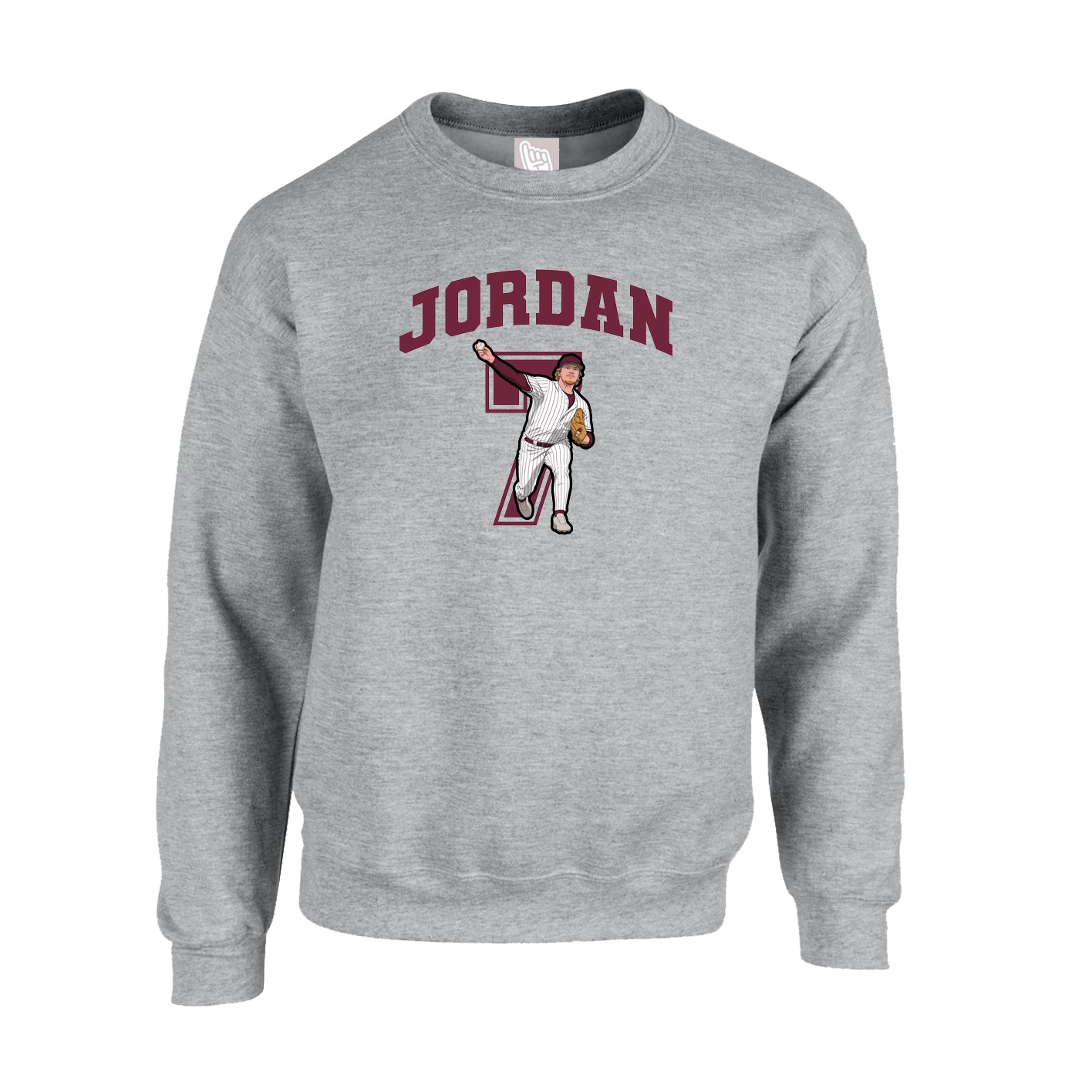 Fleece Crew — Number in Grey