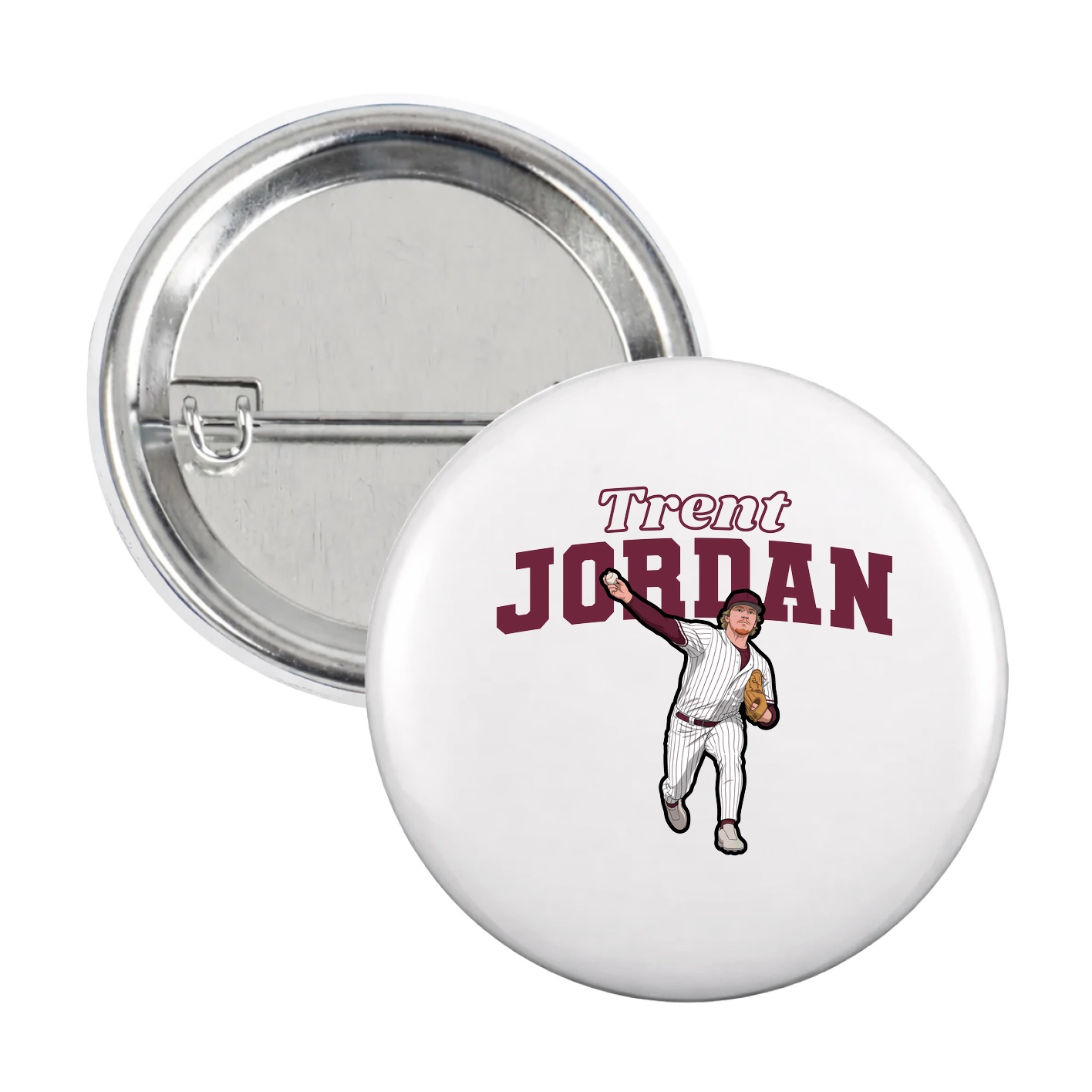 Game Day Button — Name Arch in White