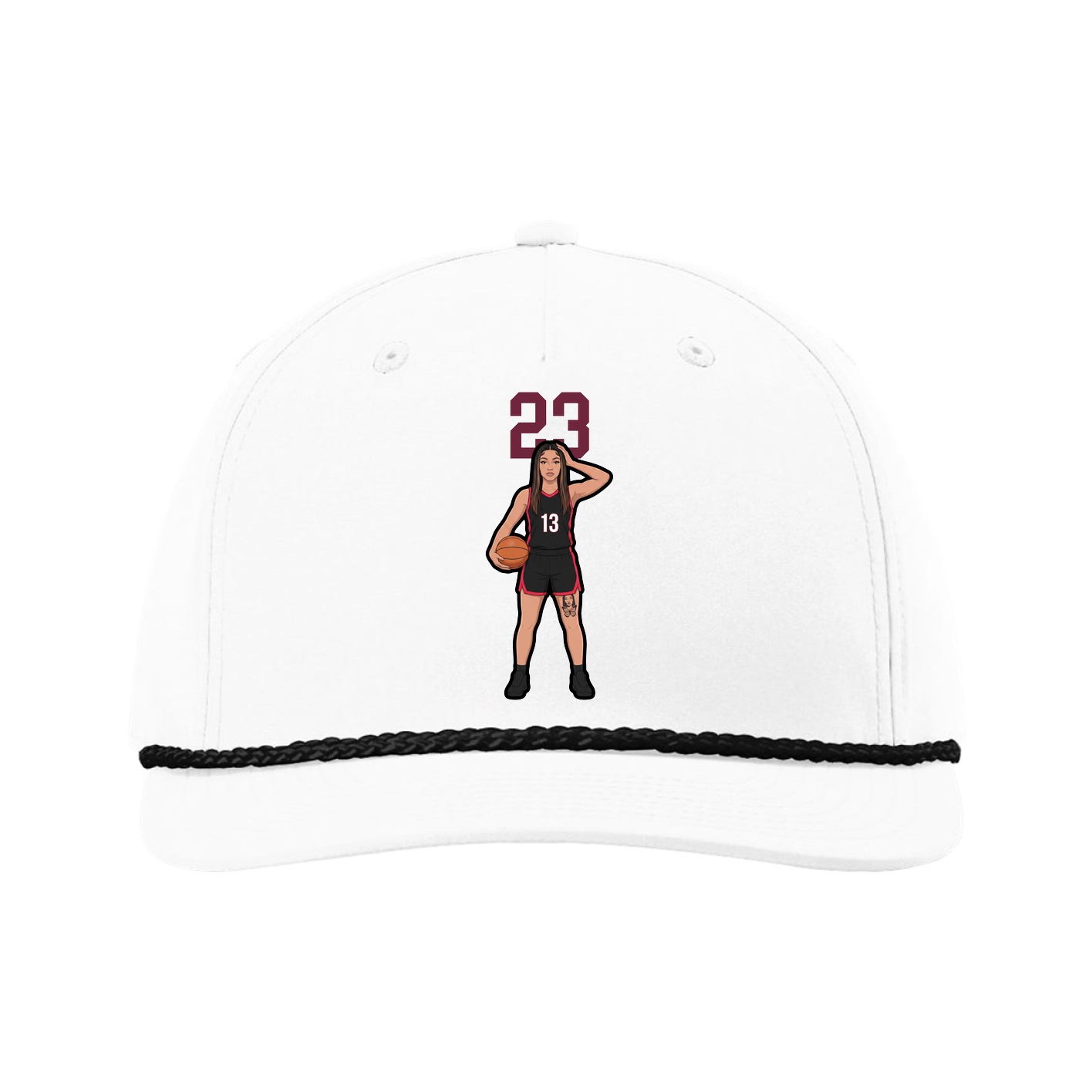 Five-Panel Classic Rope Cap — Number Top in White