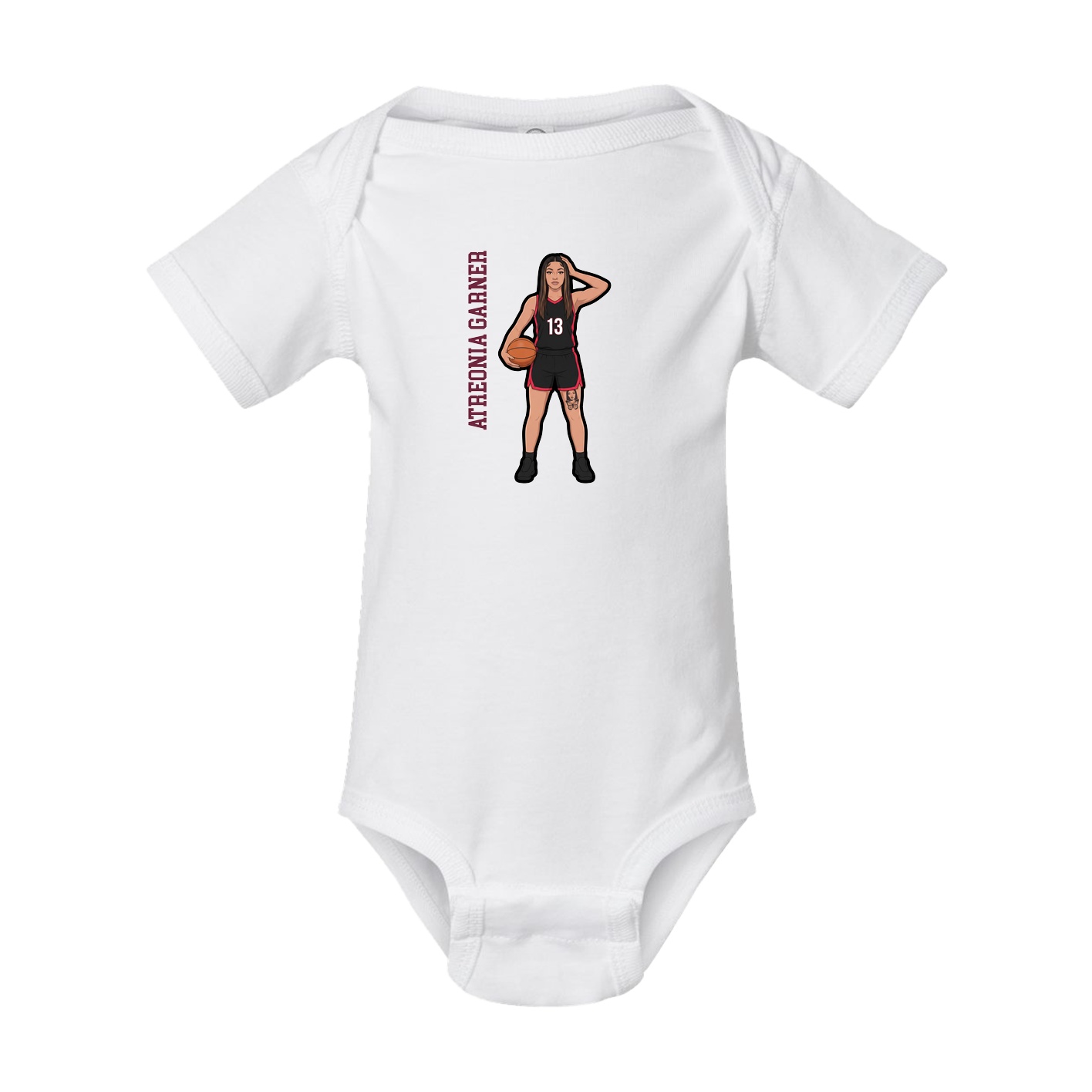 Baby Onesie — Name Vertical in White