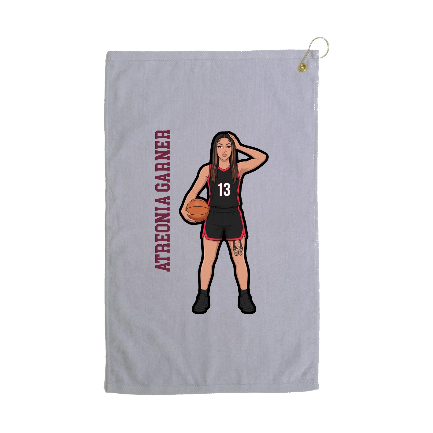 Golf Towel — Name Vertical in Grey