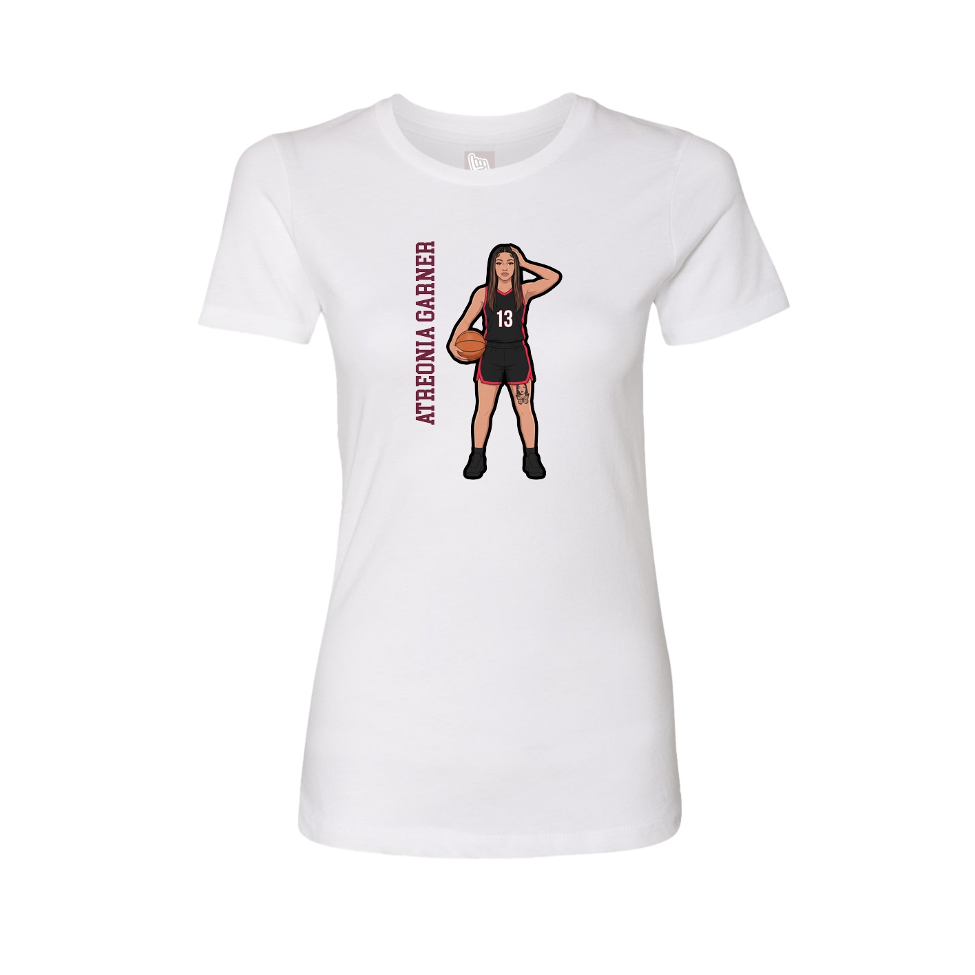 Fitted Women's Tee — Name Vertical in White