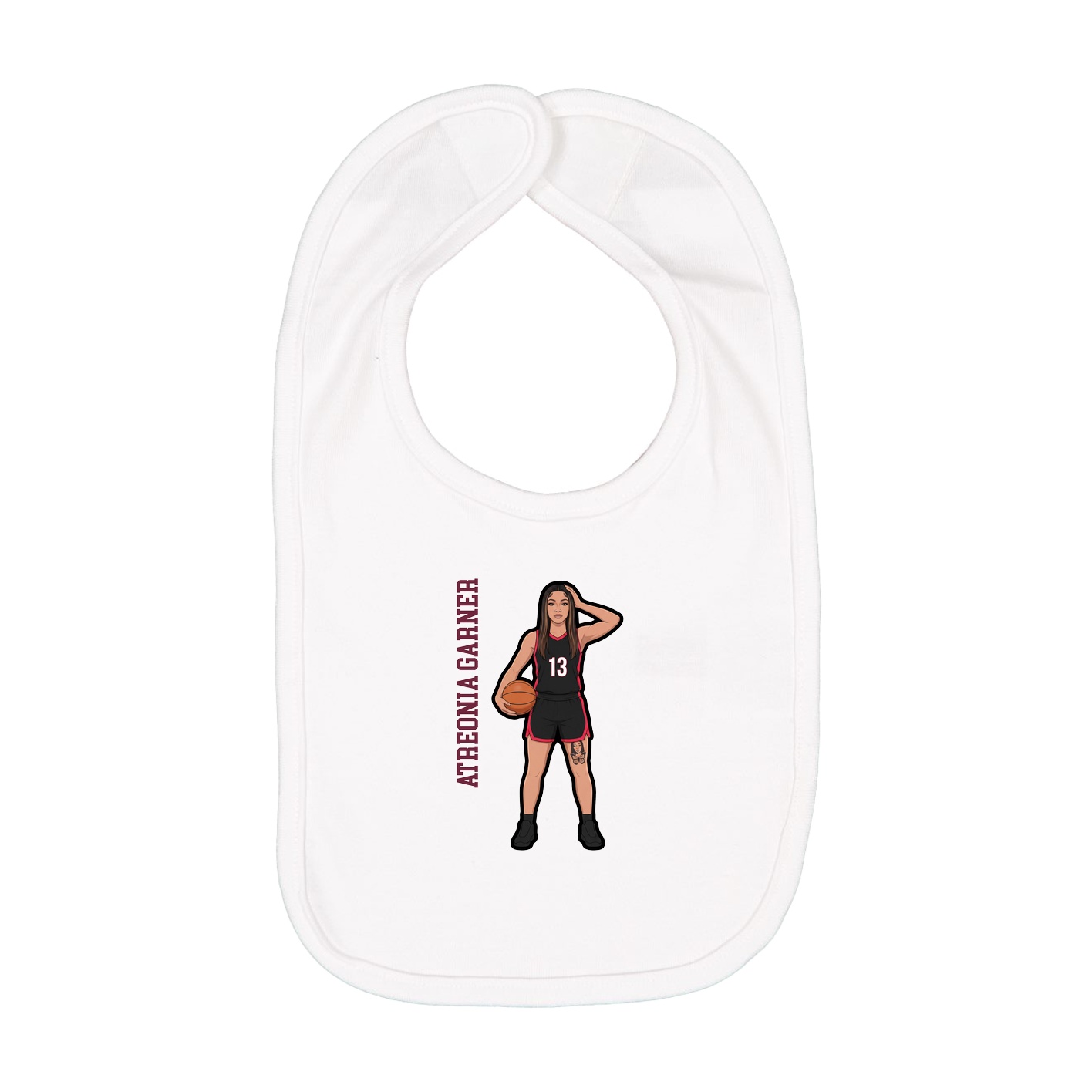 Infant Bib — Name Vertical in White
