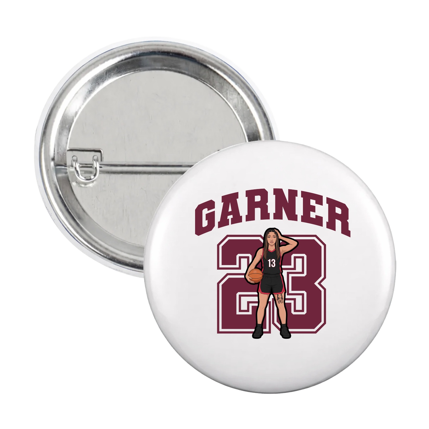 Game Day Button — Number in White