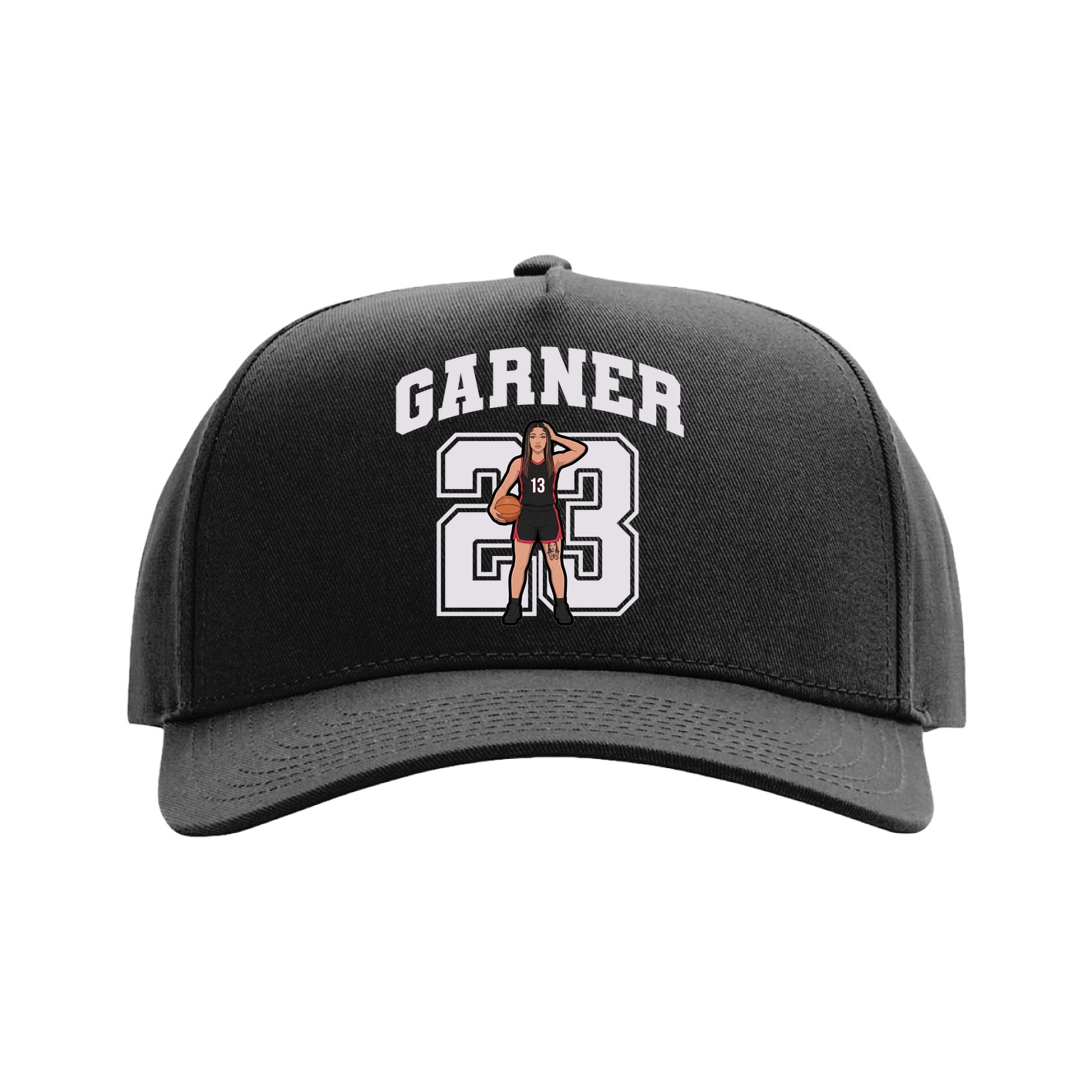 Full Fabric Five-Panel Champ Cap — Number in Black