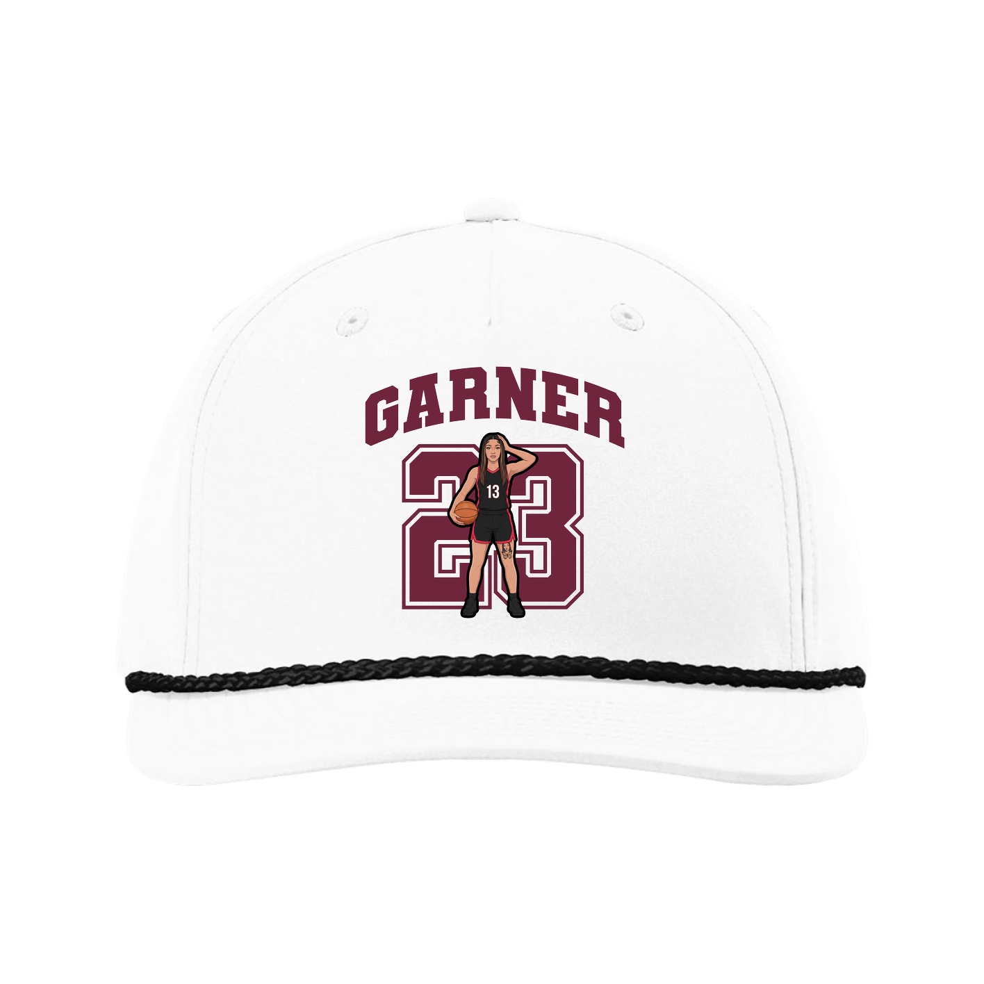 Five-Panel Classic Rope Cap — Number in White