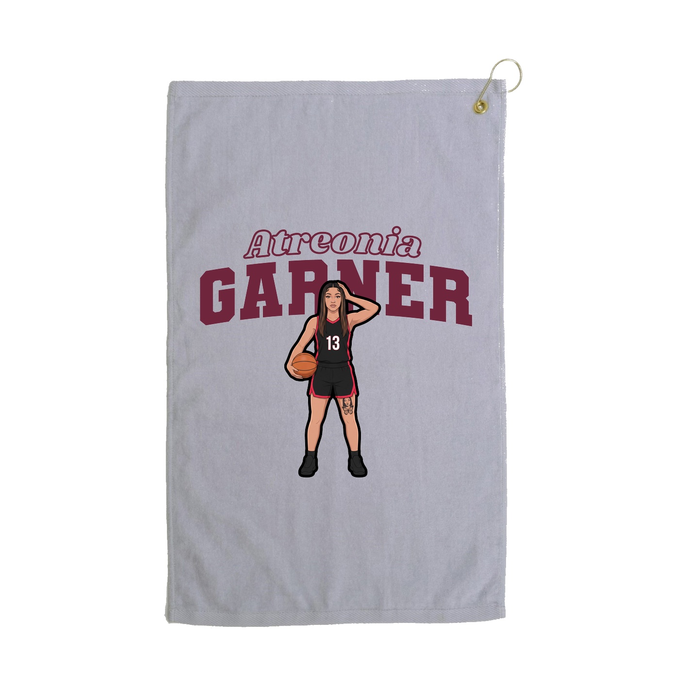 Golf Towel — Name Arch in Grey
