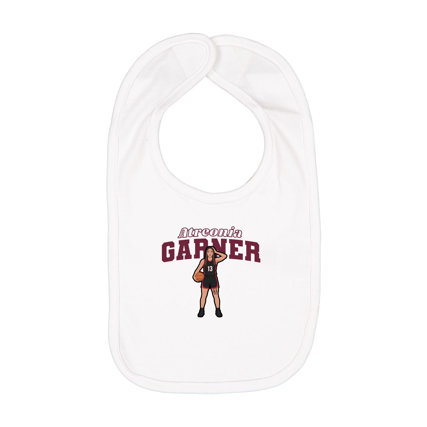 Infant Bib — Name Arch in White