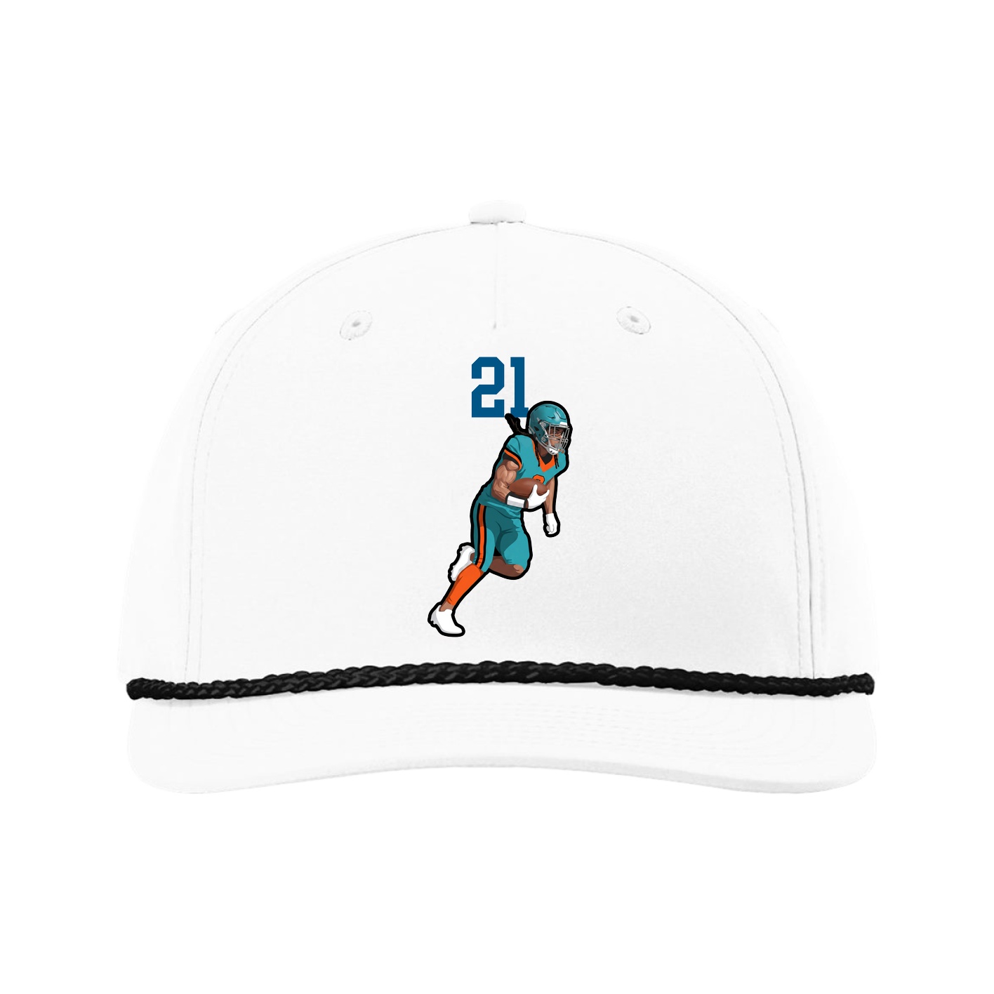 Five-Panel Classic Rope Cap — Number Top in White