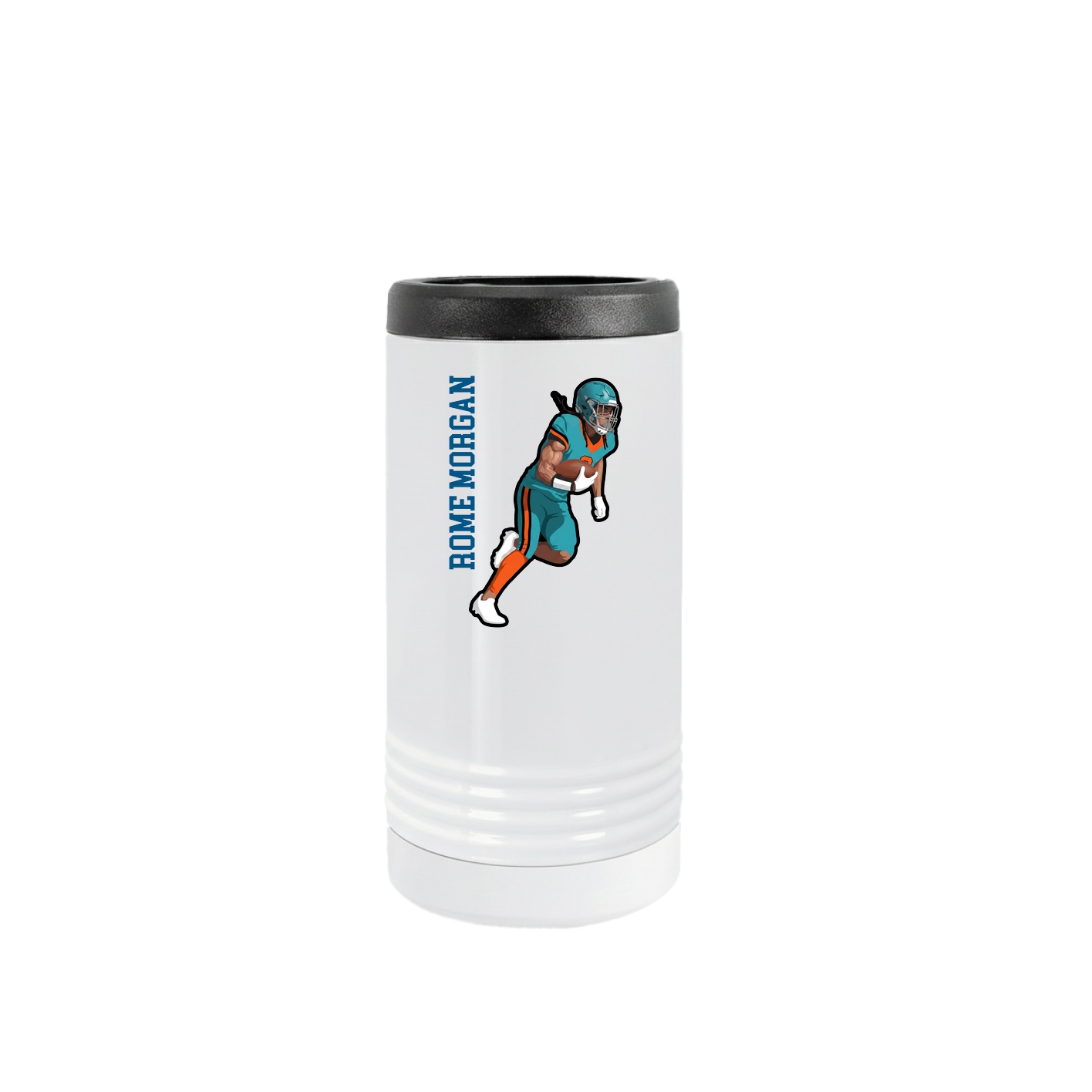 Slim Beverage Holder — Name Vertical in White