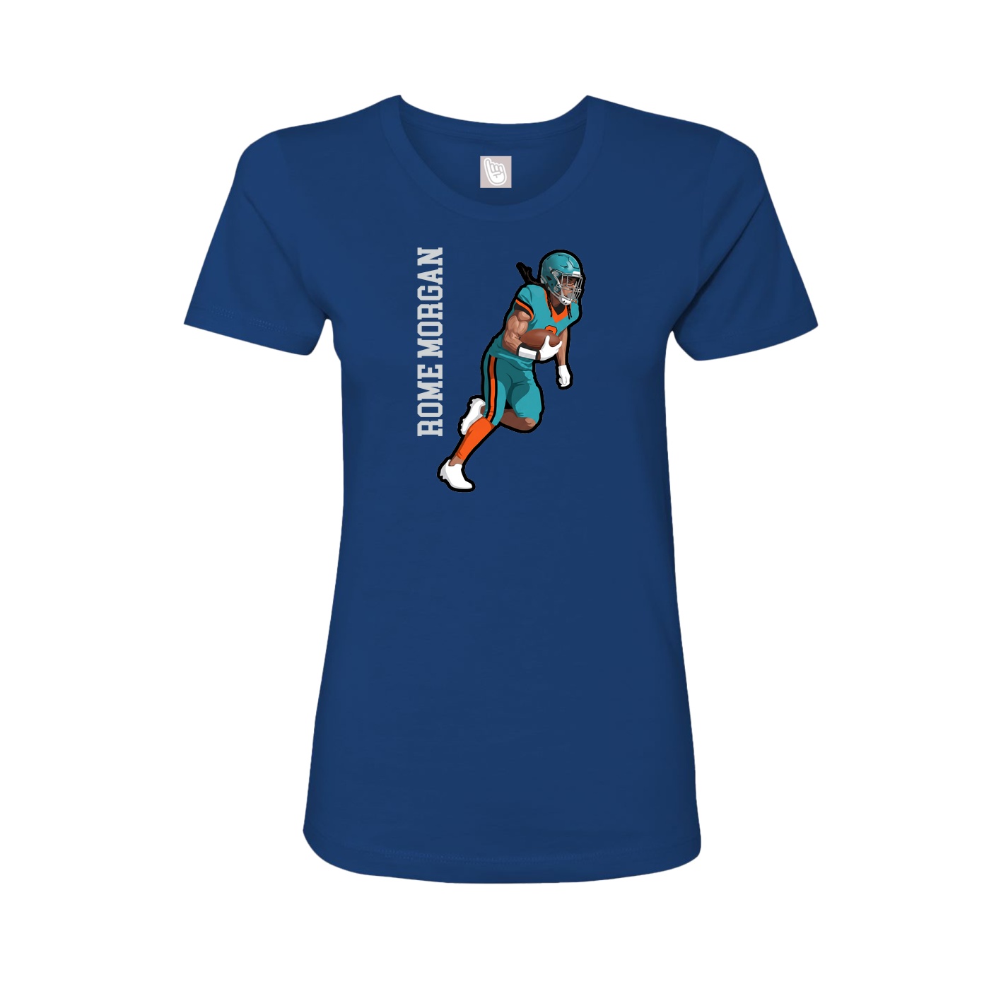 Fitted Women's Tee — Name Vertical in Royal