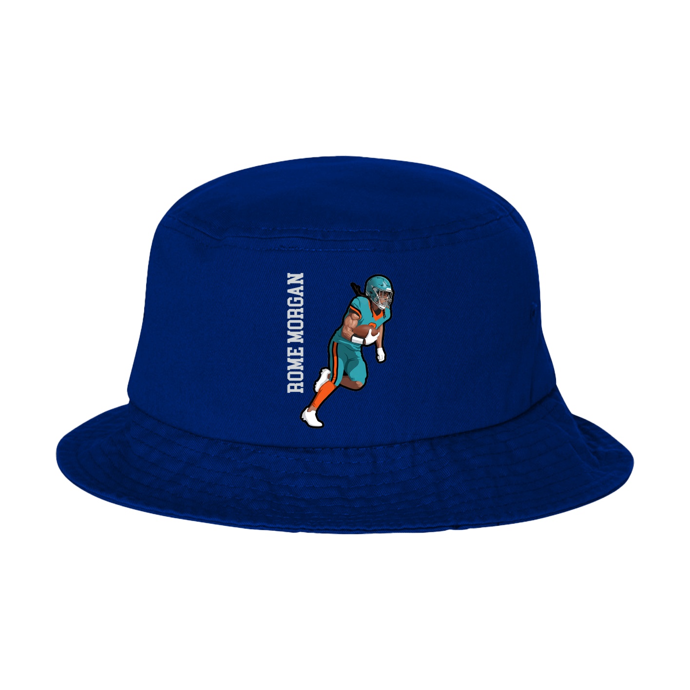 Bucket Cap — Name Vertical in Royal Blue