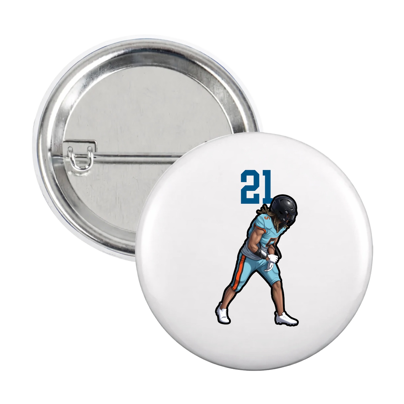 Game Day Button — Number Top in White