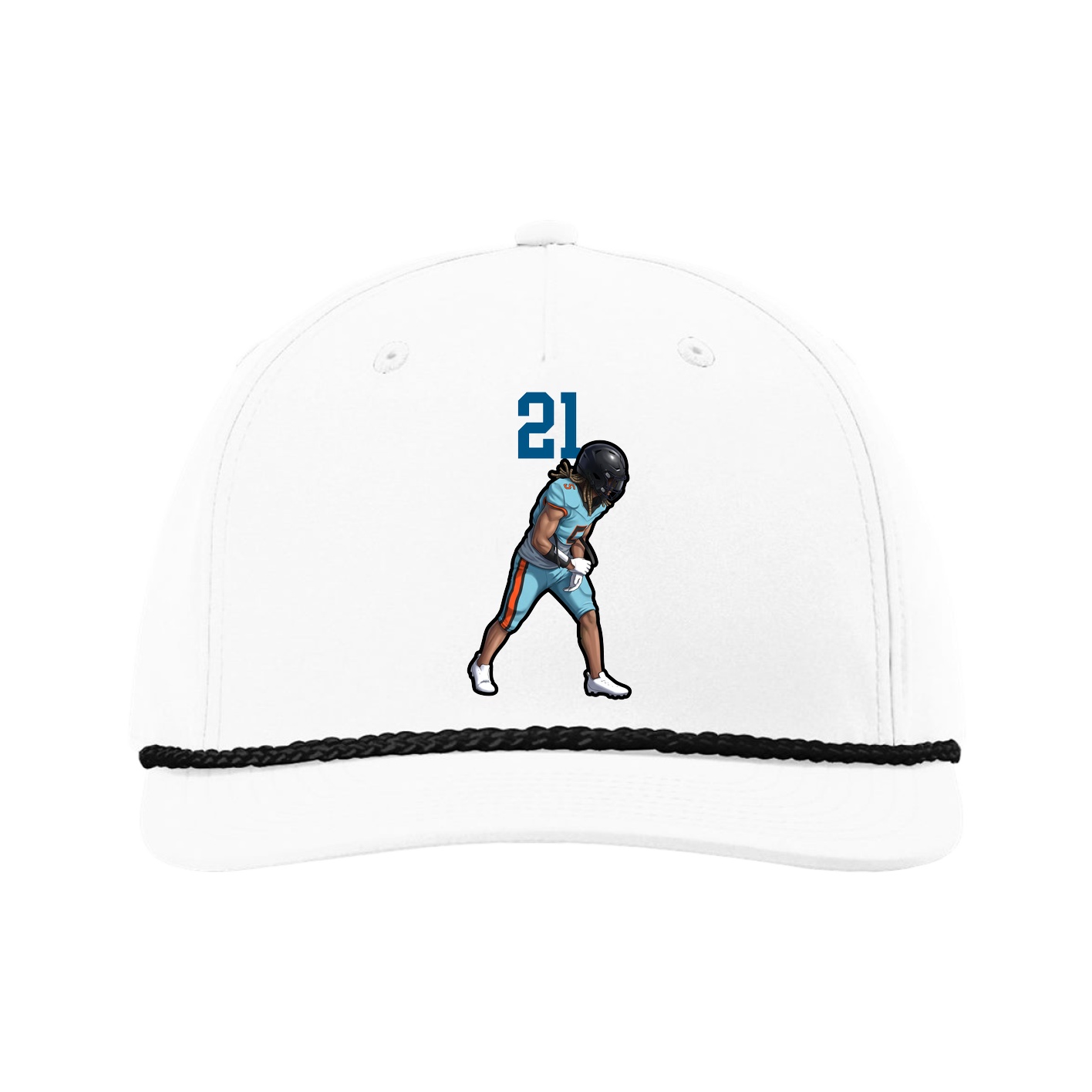 Five-Panel Classic Rope Cap — Number Top in White