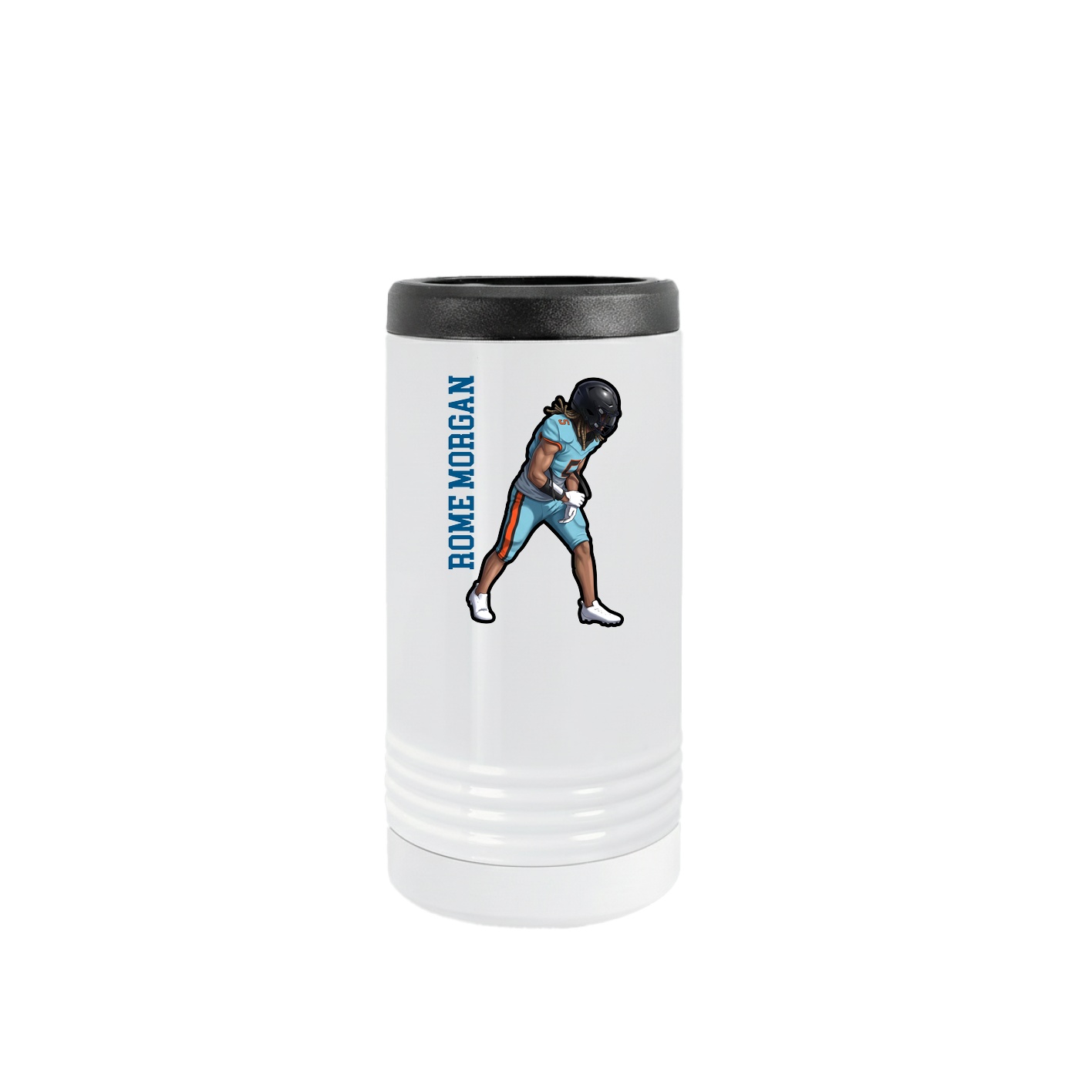 Slim Beverage Holder — Name Vertical in White