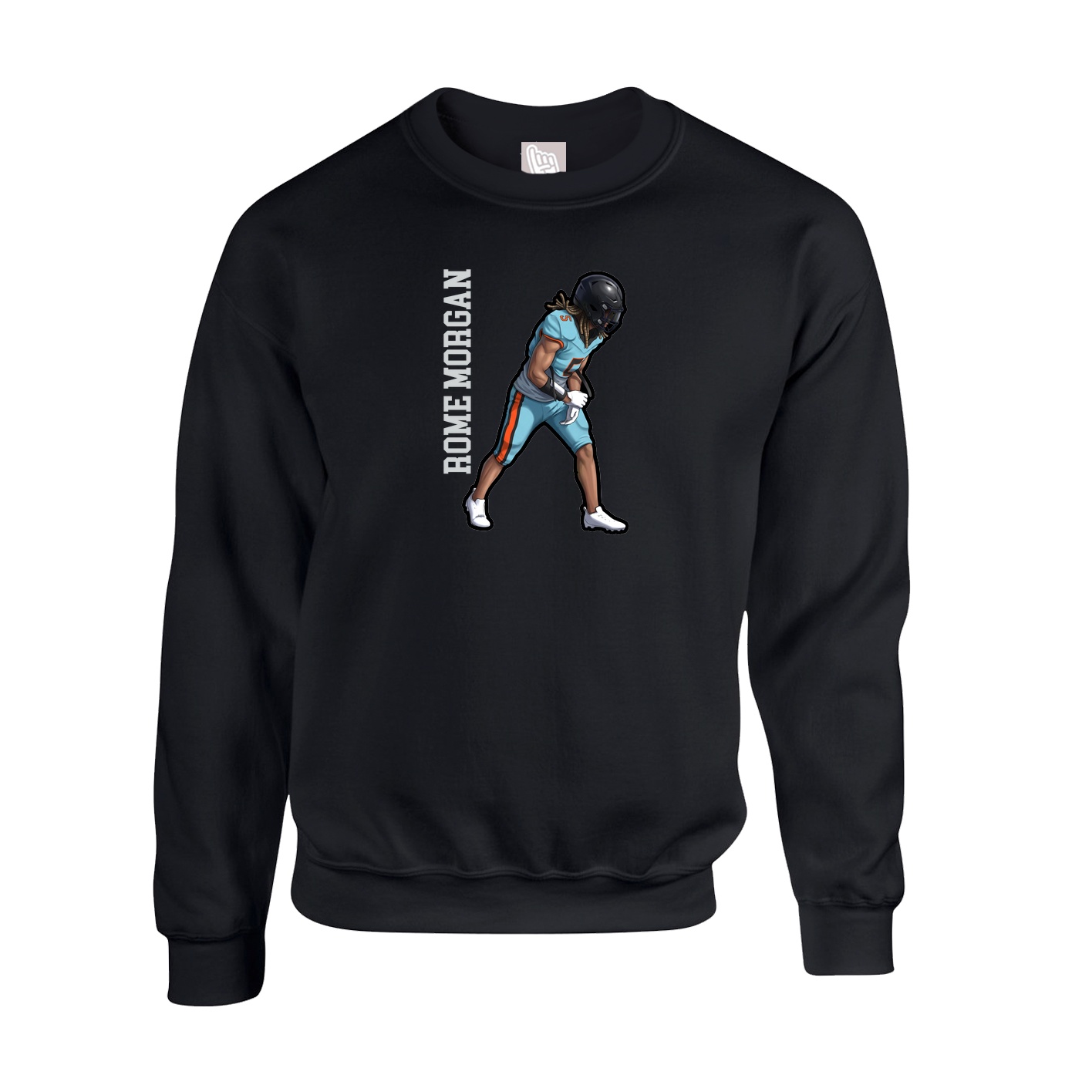 Fleece Crew — Name Vertical in Black
