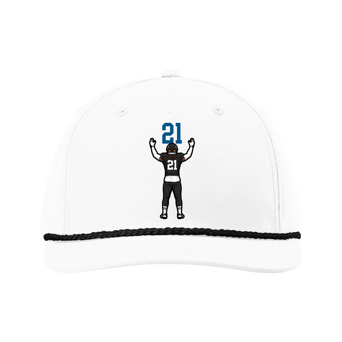 Five-Panel Classic Rope Cap — Number Top in White