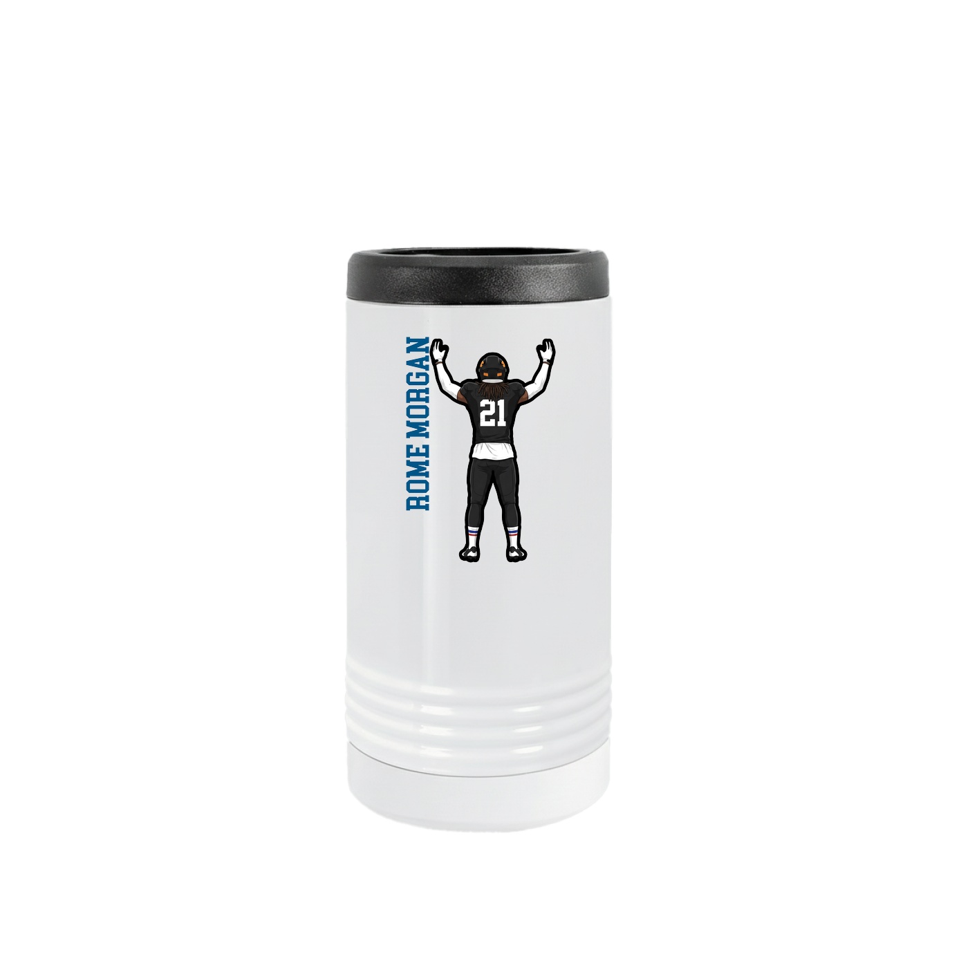 Slim Beverage Holder — Name Vertical in White