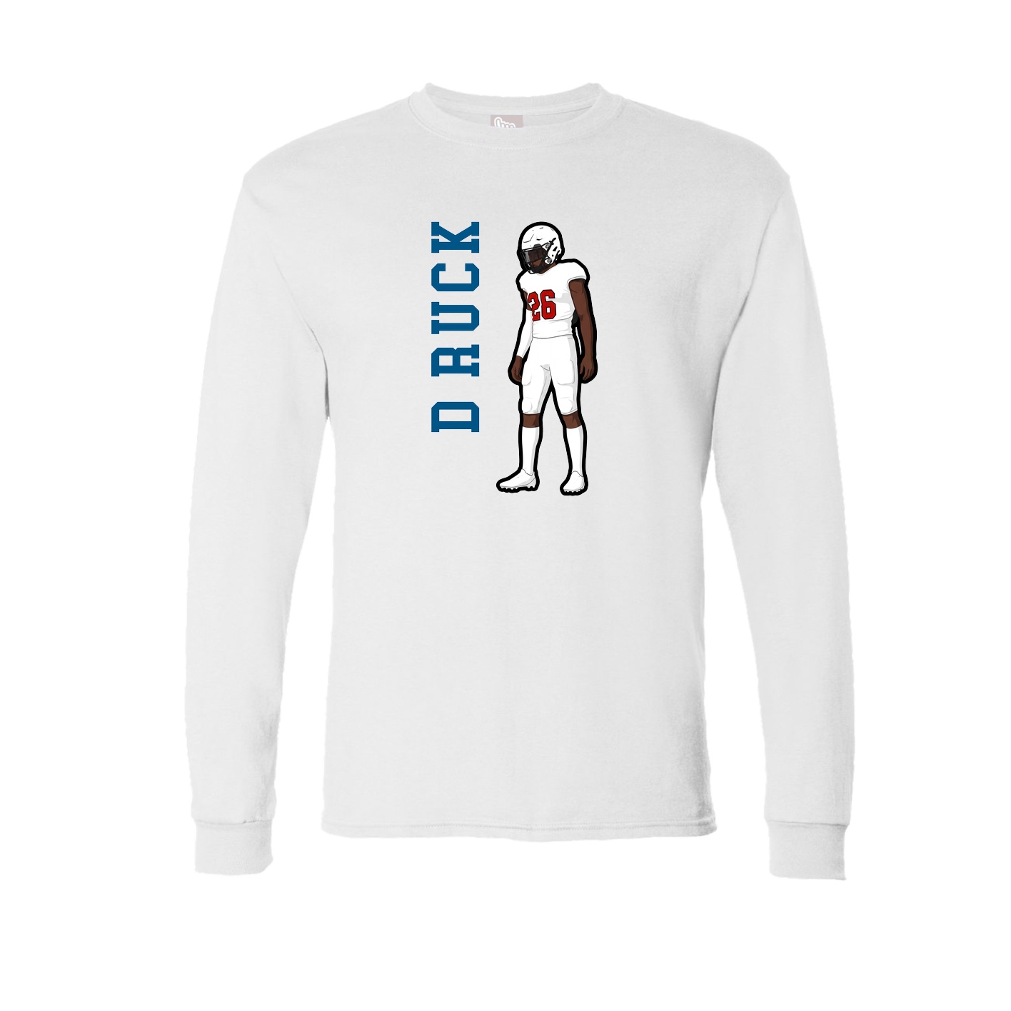 Long Sleeve Tee — Name Vertical in White