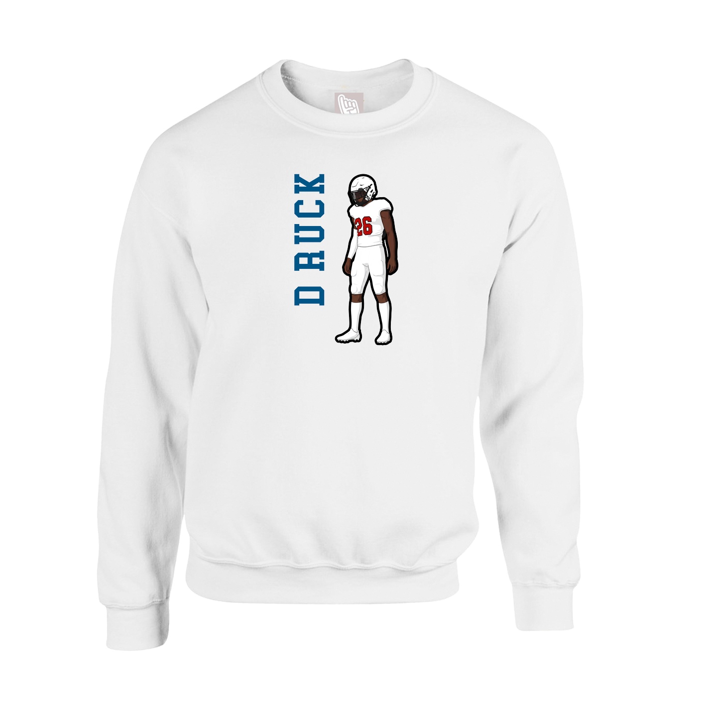 Fleece Crew — Name Vertical in White