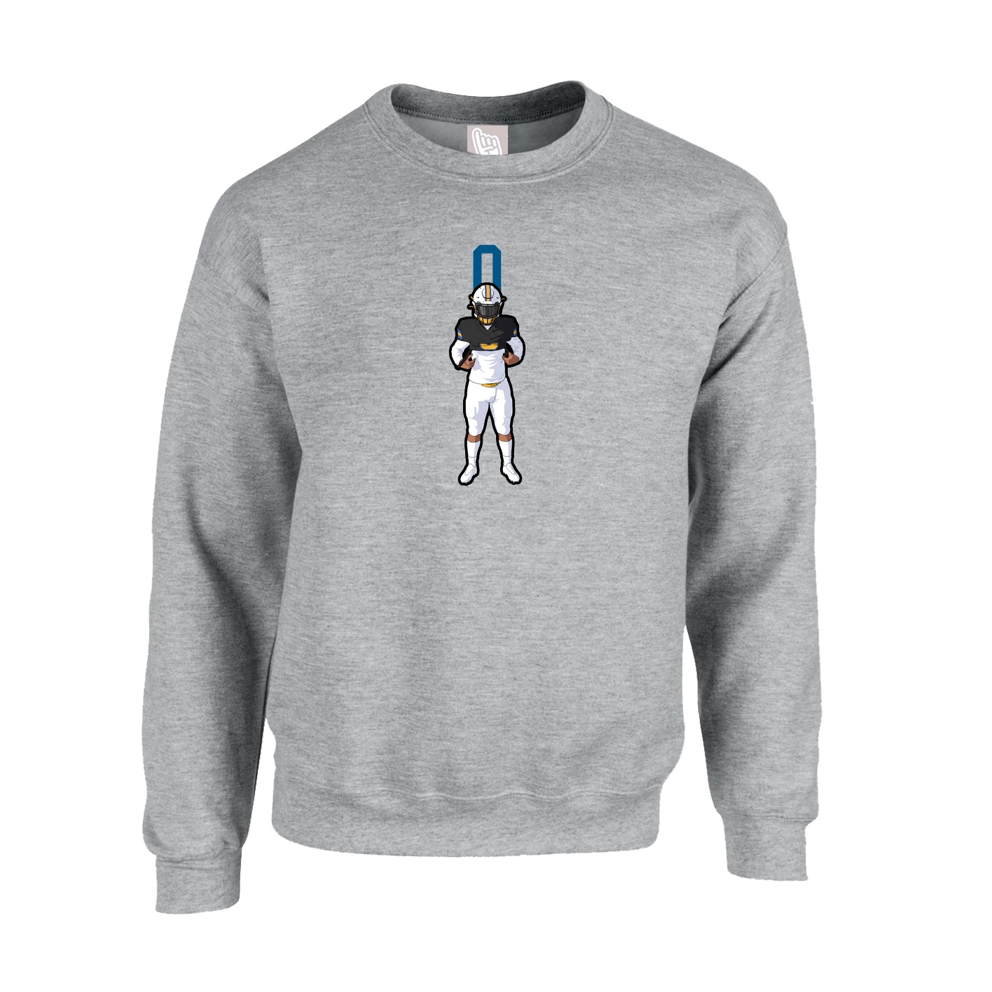 Fleece Crew — Number Top in Grey