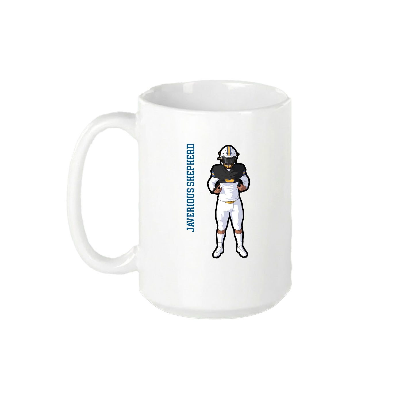 15oz Coffee Mug — Name Vertical in White