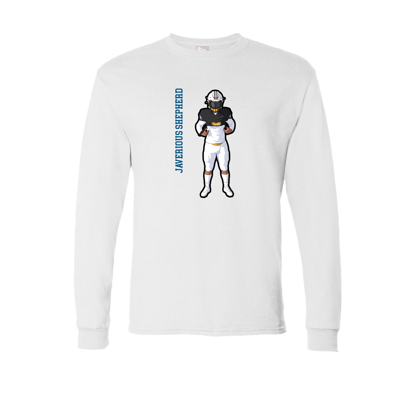 Long Sleeve Tee — Name Vertical in White