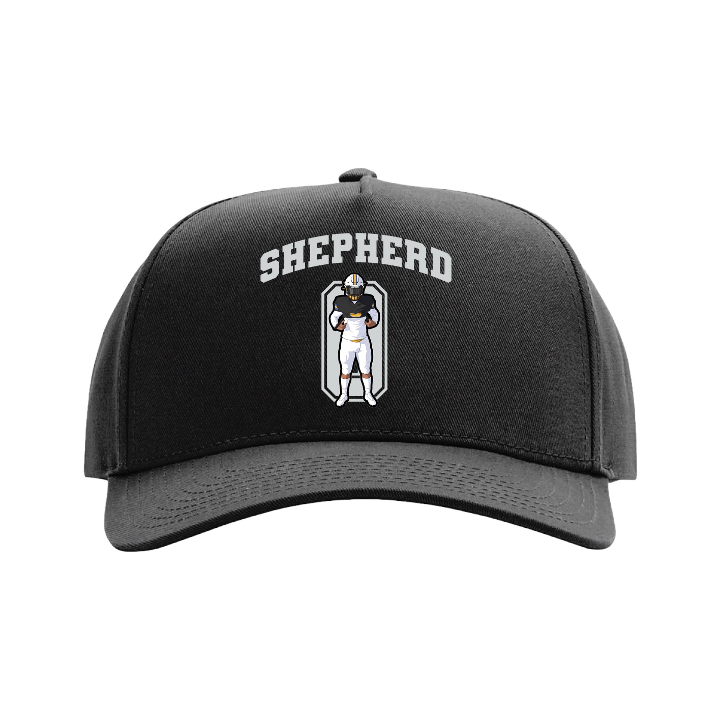 Full Fabric Five-Panel Champ Cap — Number in Black