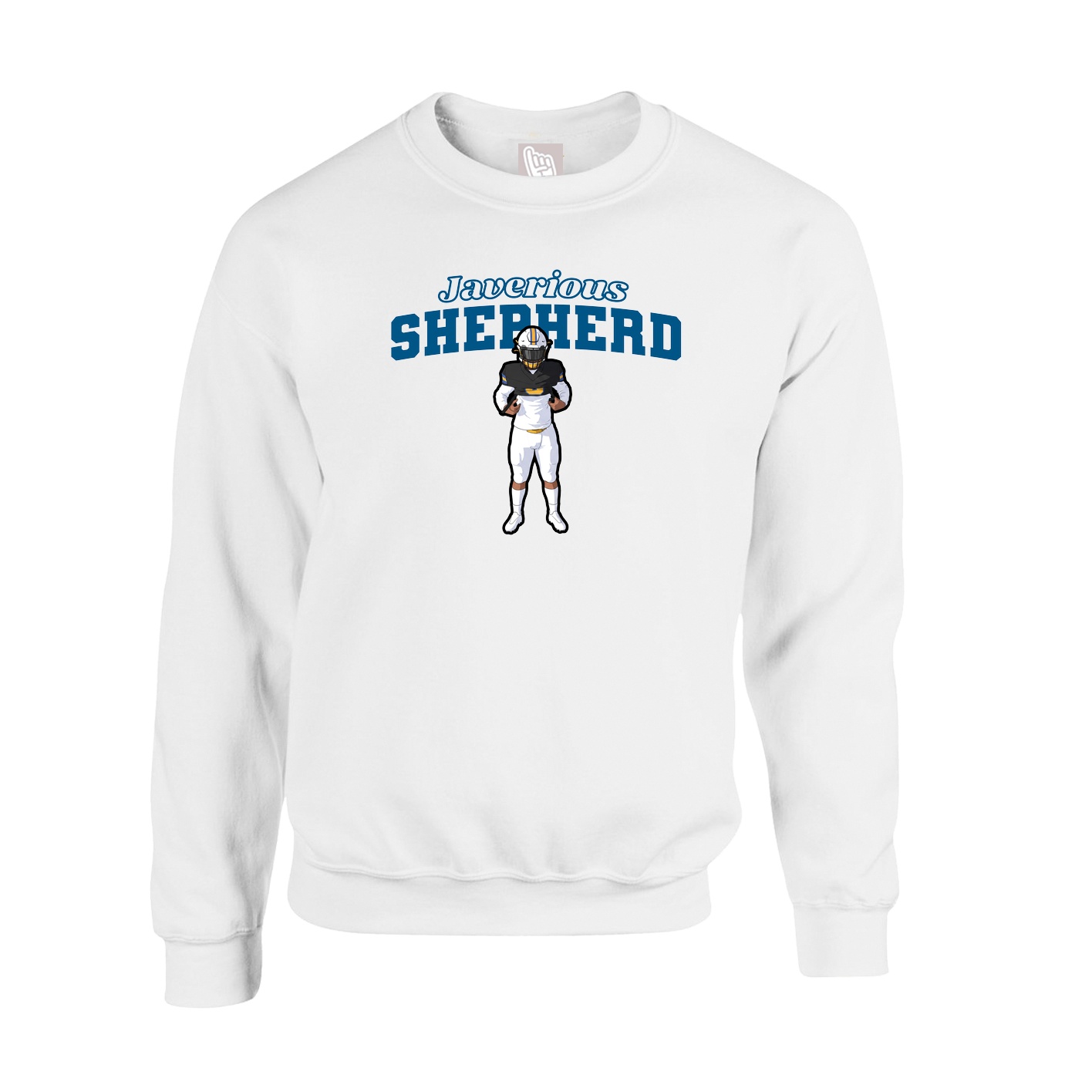 Fleece Crew — Name Arch in White