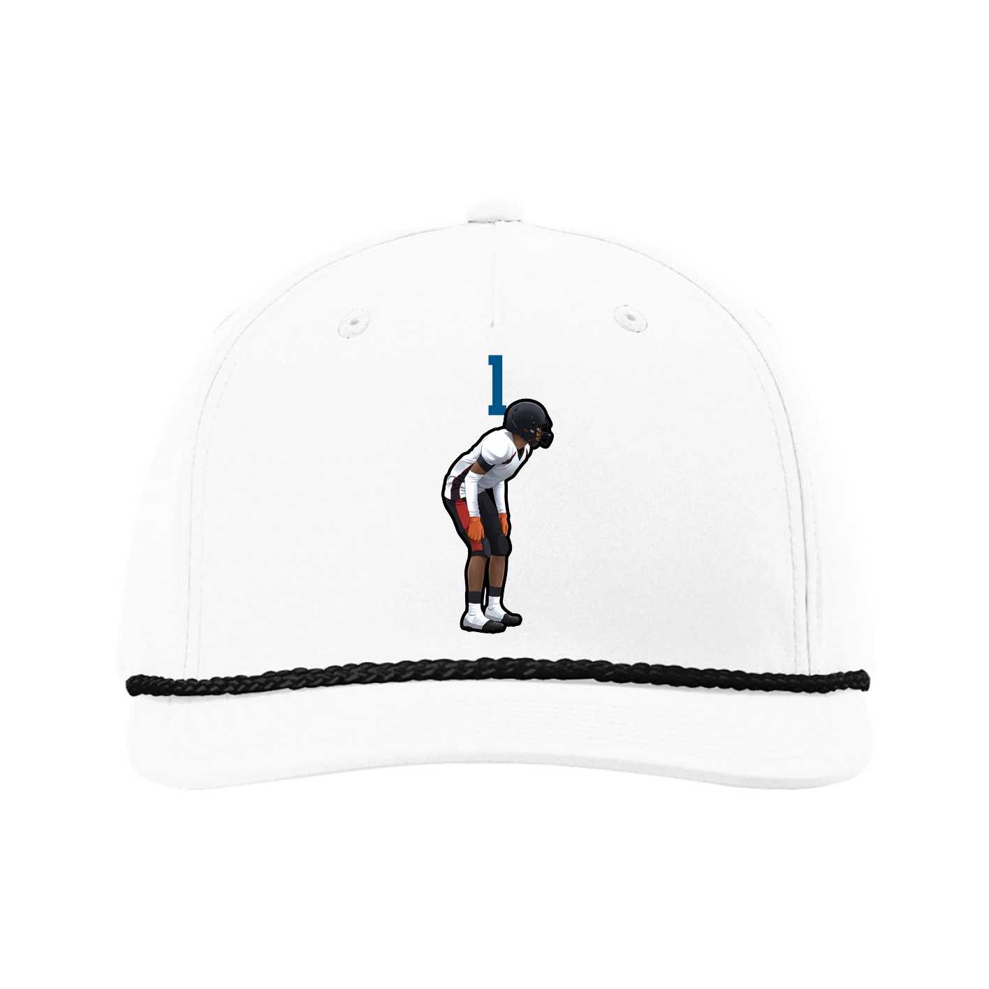 Five-Panel Classic Rope Cap — Number Top in White